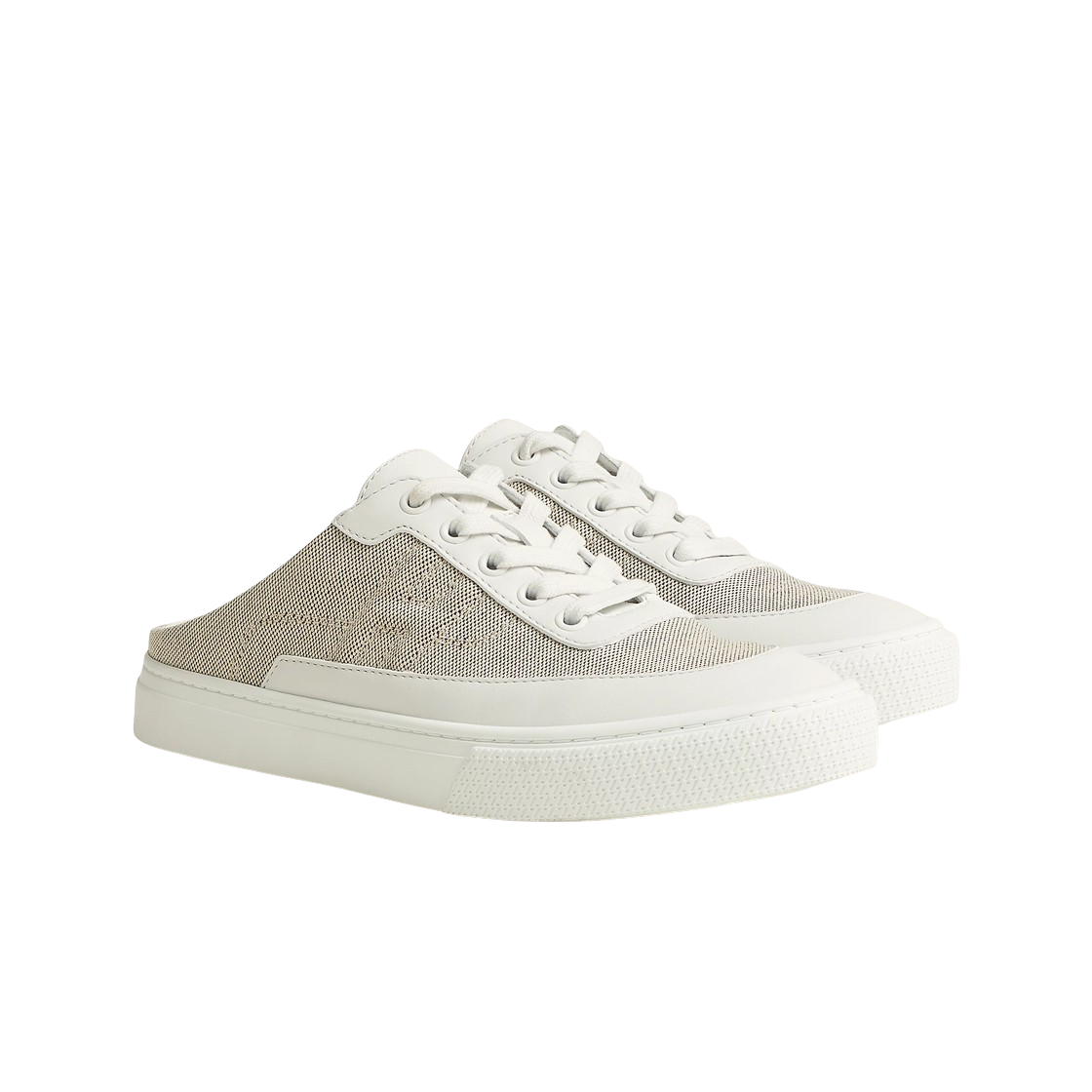 (W) 에르메스 킵 스니커즈 H 캔버스 카프스킨 & 프루누아 블랑((W) Hermes Keep Sneakers H Canvas Calfskin & Prunoir Blanc) - 2