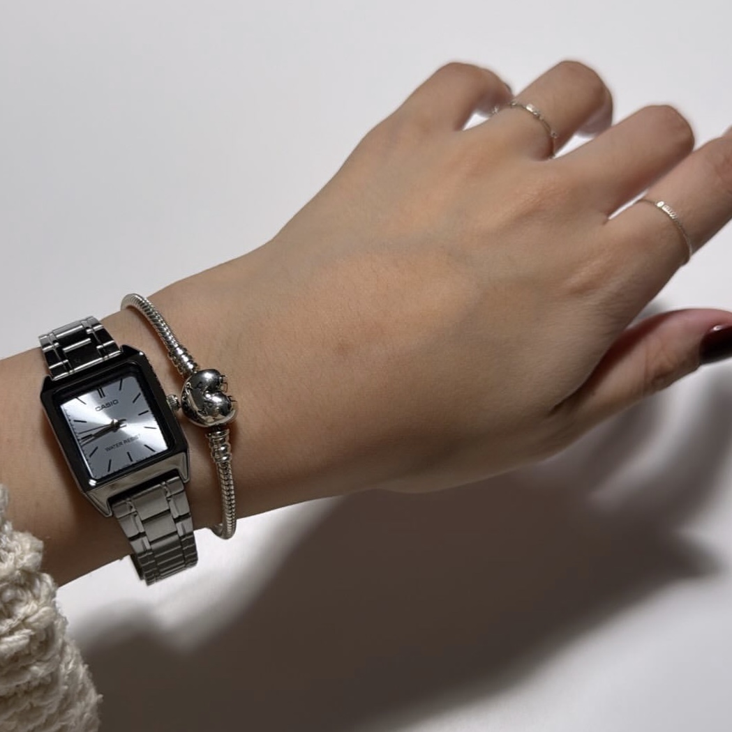 (W) Pandora Heart Shaped Clasp Bracelet Sterling Silver 착용 스타일