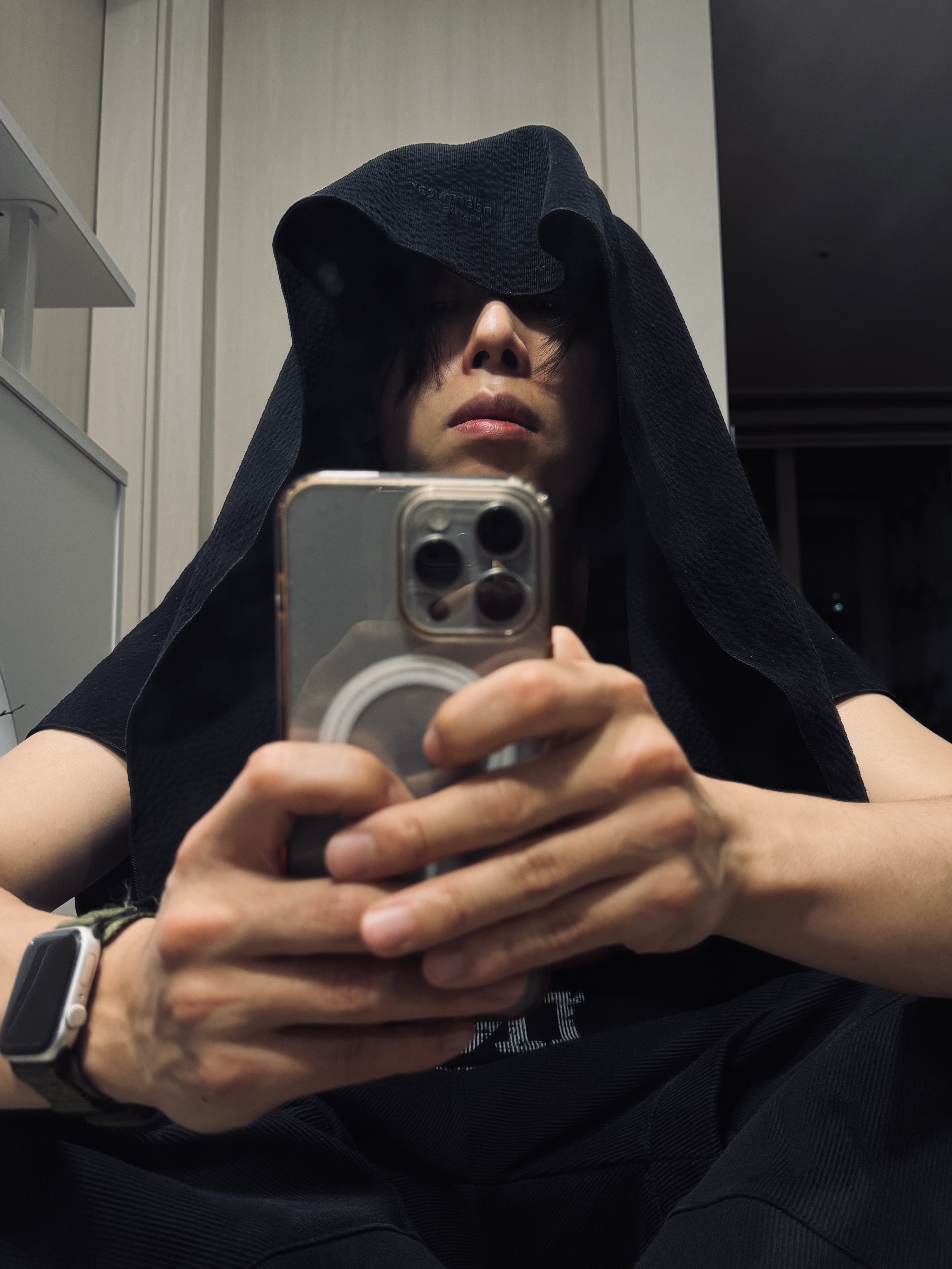 Undermycar Mu.87 Anti Fxxking Logo Play Basic Micro Corduroy Scarf Black 착용 스타일 - 1