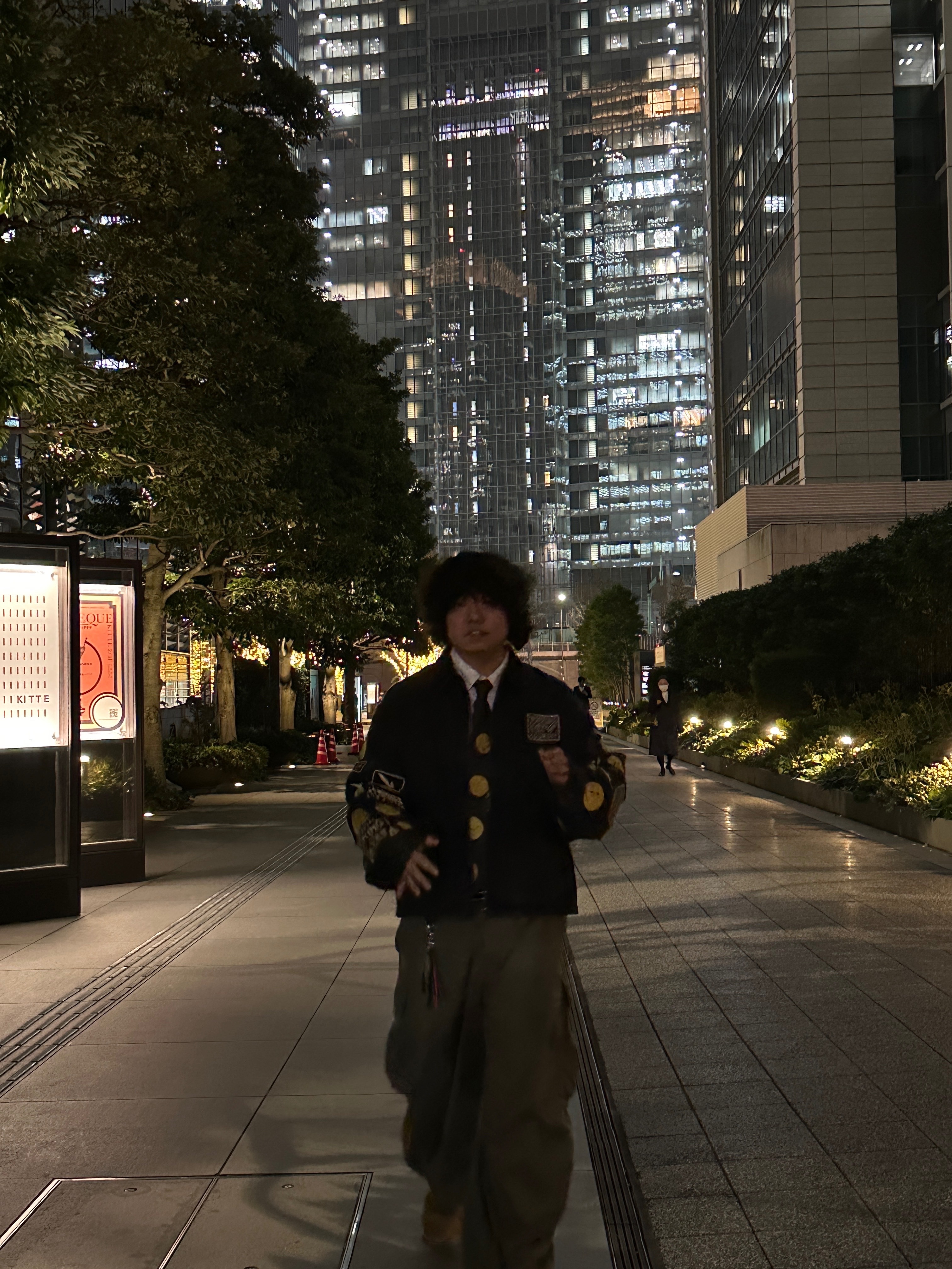 Kapital 14 oz. Black X Black Denim T-Back Drizzler Jacket Anarchy Rainbowy Remake Black, Needles H.D. BDU Pants Olive 착용 스타일 - 1