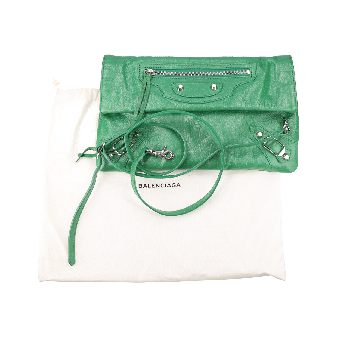 438768 Balenciaga Apple Green Leather Envelope Clutch - #6