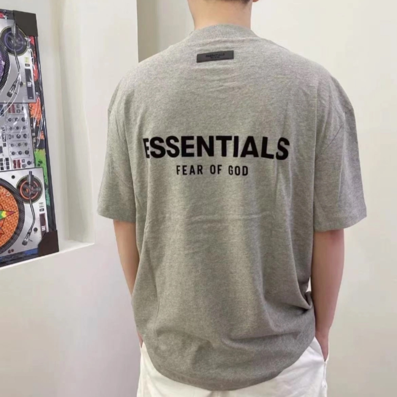 Essentials Jersey Crewneck T-Shirt Light Heather Grey - 24FW 착용 스타일