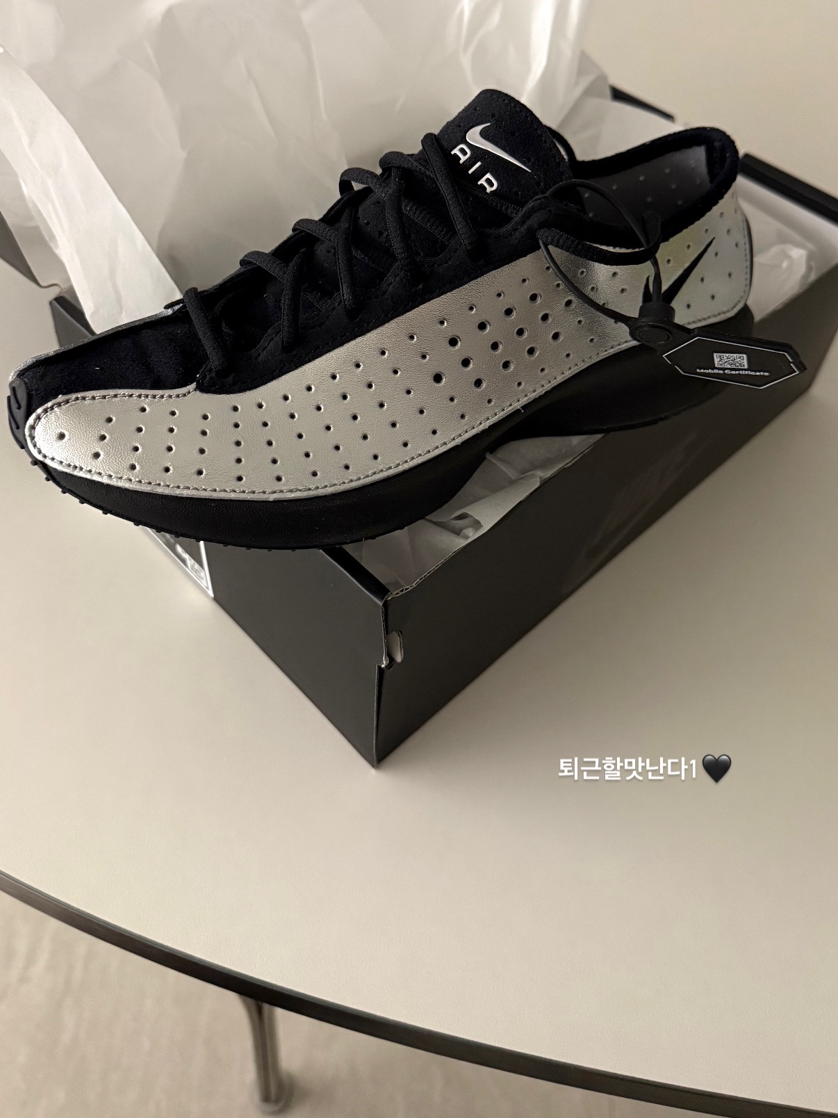(W) Nike Air Superfly Metallic Silver and Black 착용 스타일