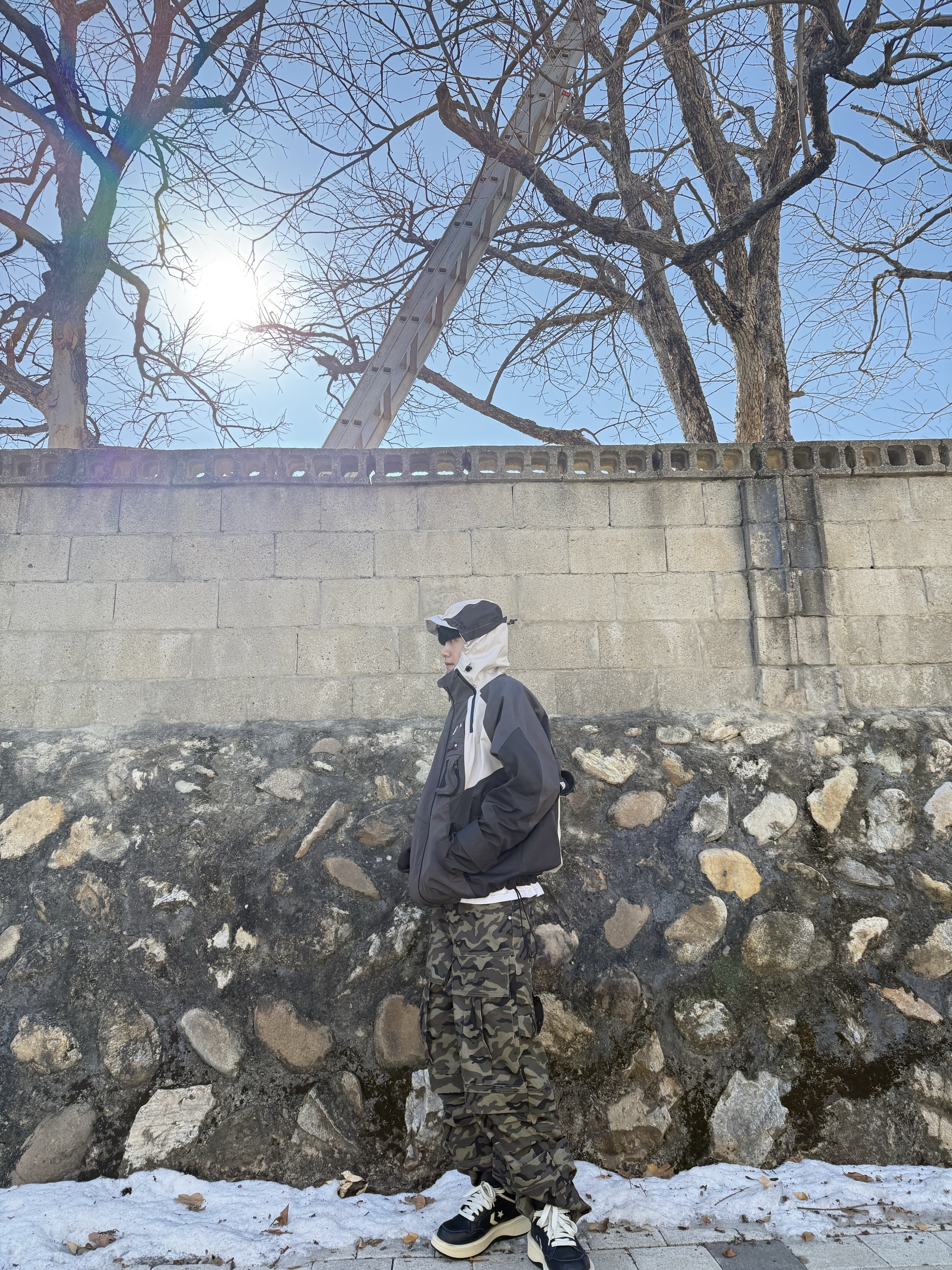 Converse x Drkshdw Turbowpn Black Cream, Undermycar Kame Multi Zip Turtle Shell Parka Driftwood - 22FW 착용 스타일 - 2