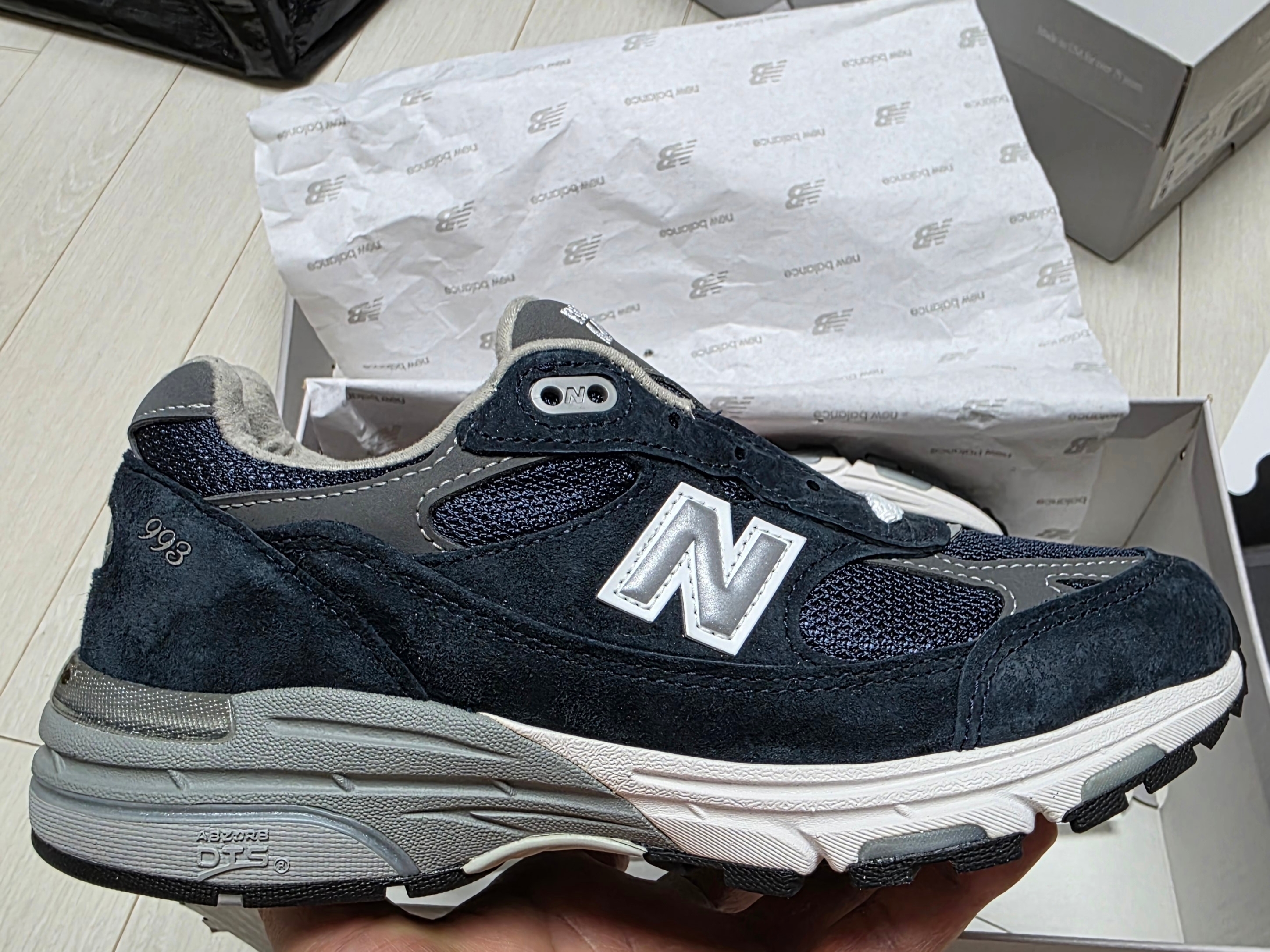 (W) New Balance 993 Made in USA Navy - B Standard 착용 스타일 - 1