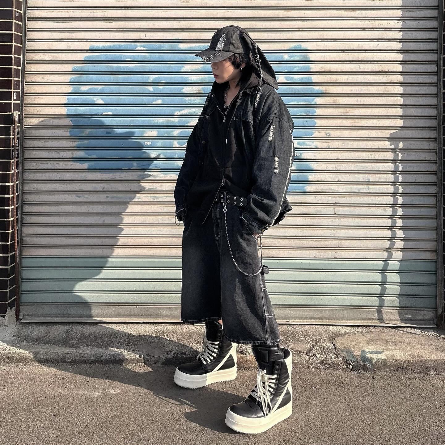 Rick Owens Mega Bumper Geobasket Black Milk 착용 스타일 - 2