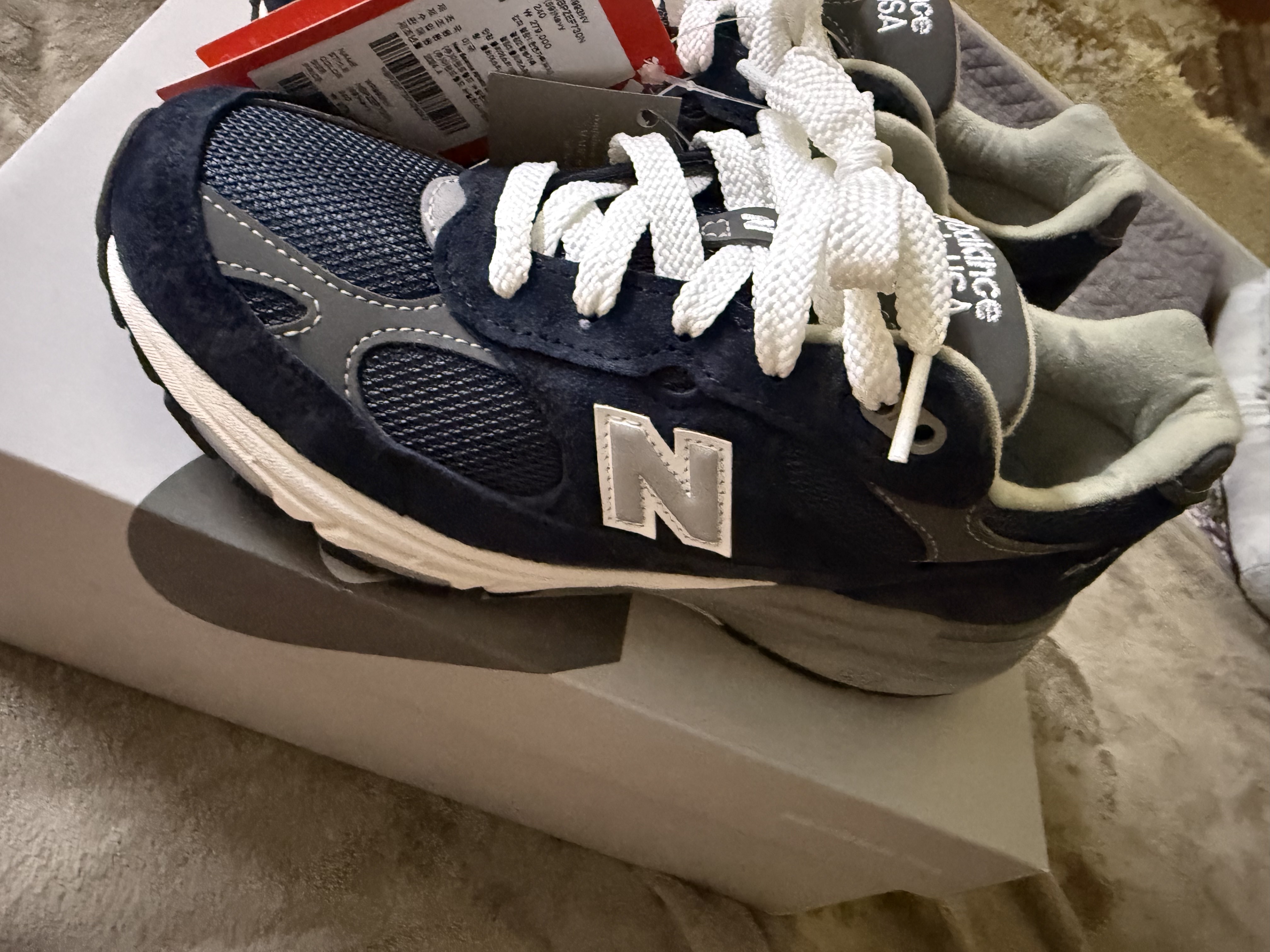 (W) New Balance 993 Made in USA Navy - B Standard 착용 스타일