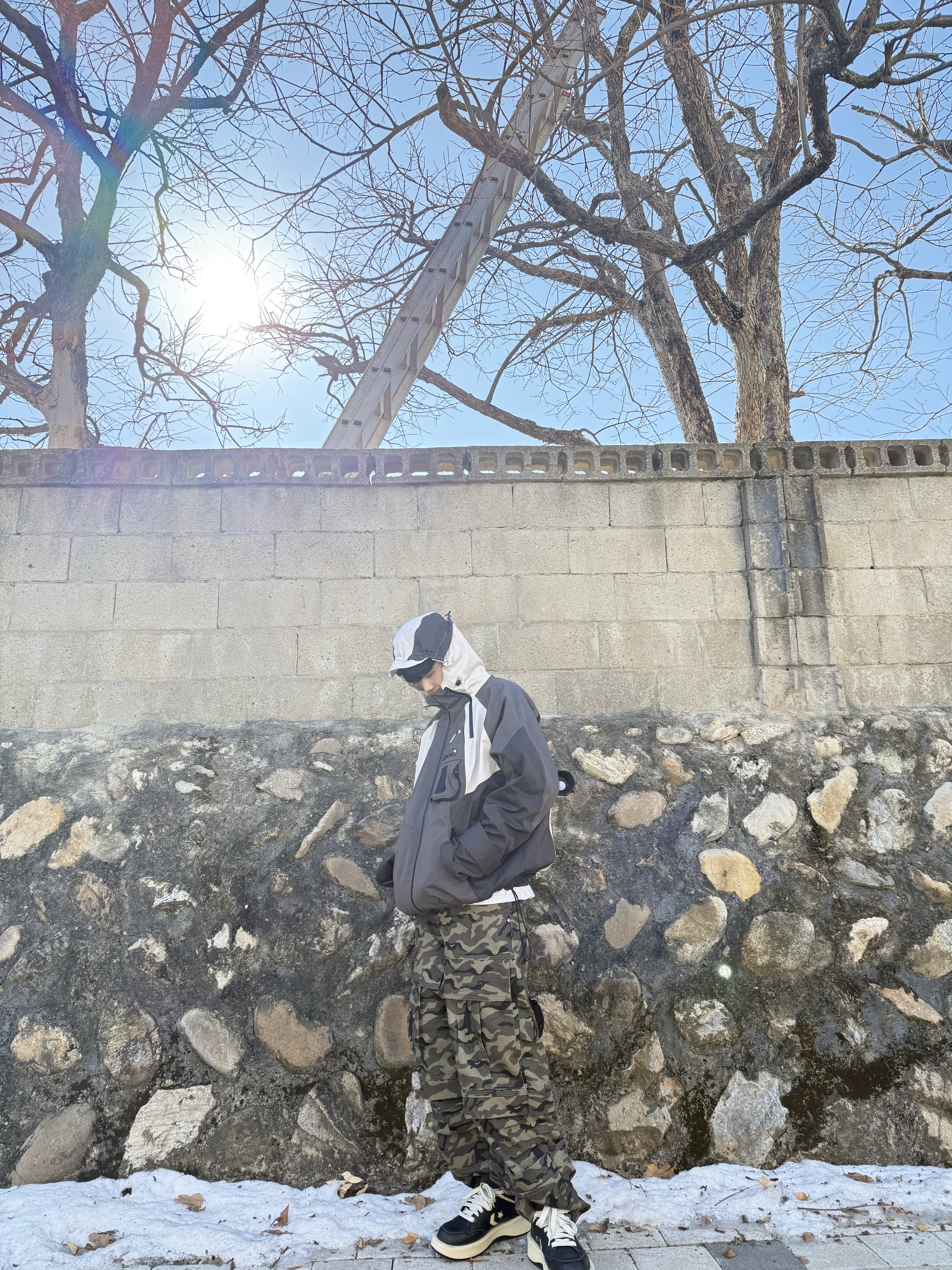 Converse x Drkshdw Turbowpn Black Cream, Undermycar Kame Multi Zip Turtle Shell Parka Driftwood - 22FW 착용 스타일 - 3