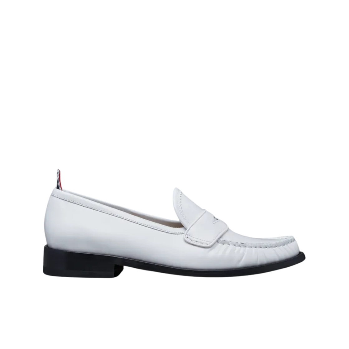 MFL106A-L0043-100 Thom Browne Spazzolato Pleated Varsity Loafer White