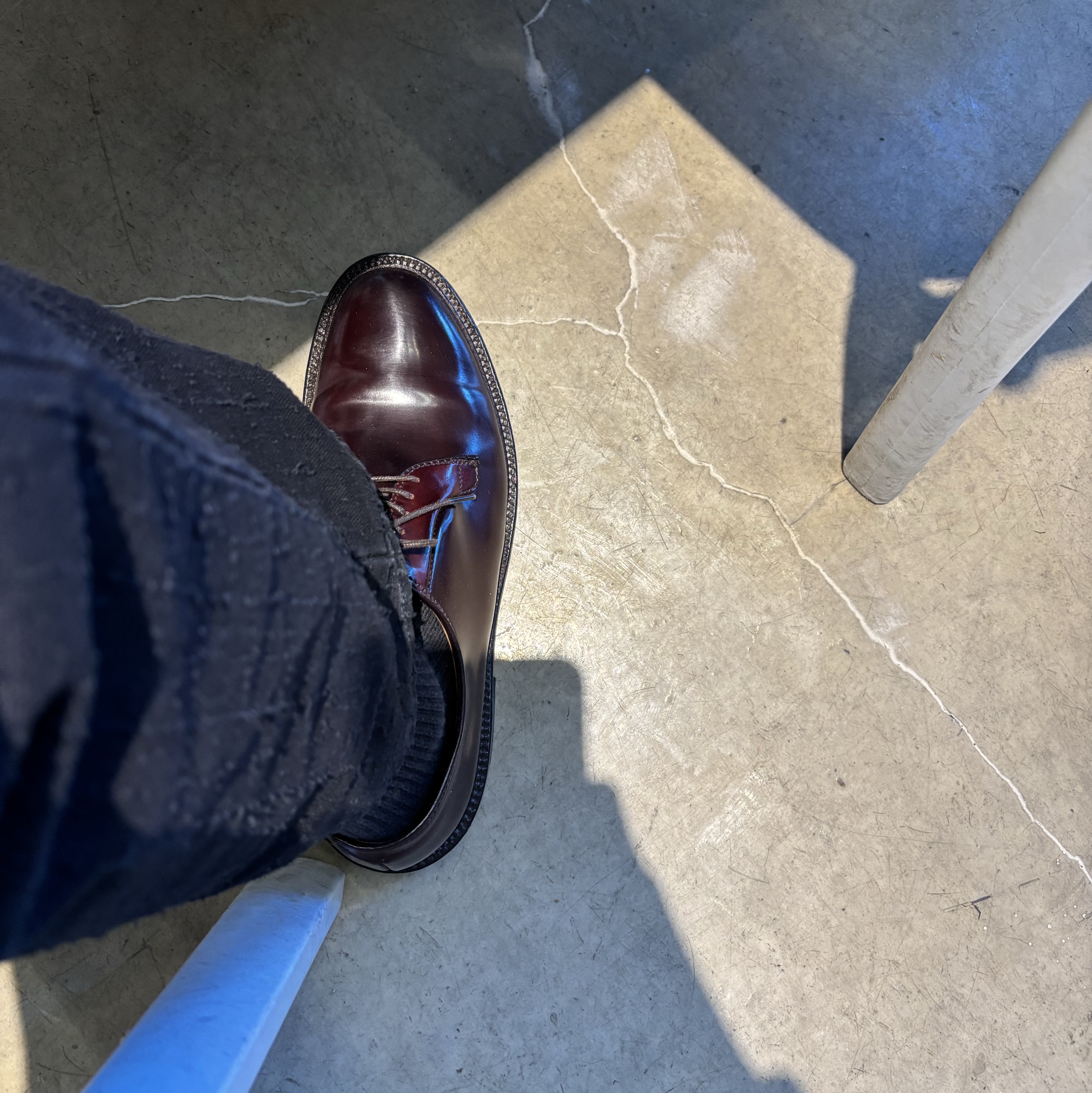 Alden 990 Shell Cordovan Plain Toe Blucher Color 8 - D, Stussy Big OL' Jean Canvas Needlepunch Black 착용 스타일