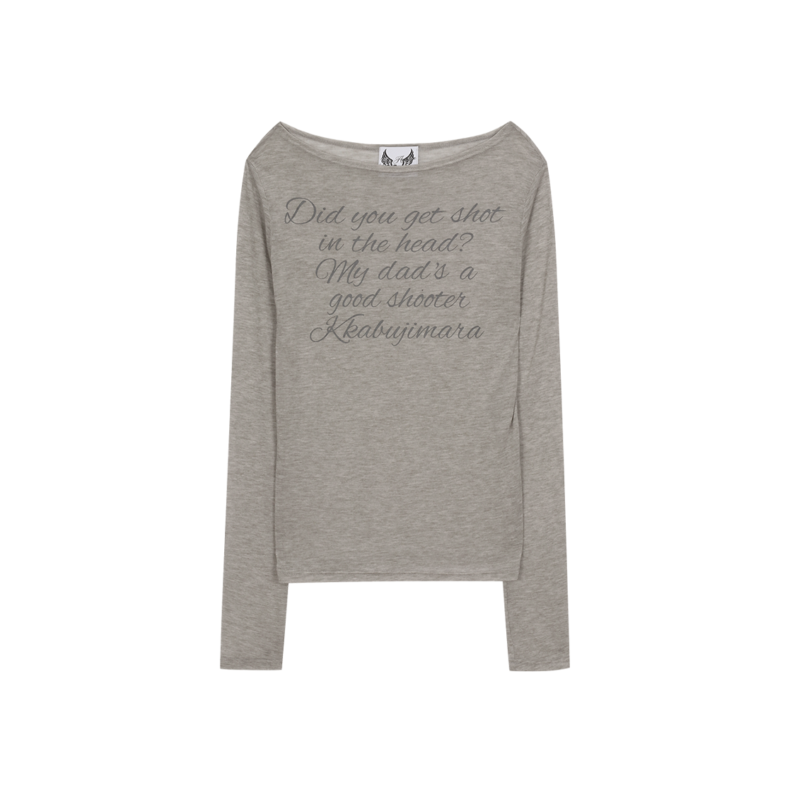 길라 아카이브 레터링 시어 롱 슬리브 그레이