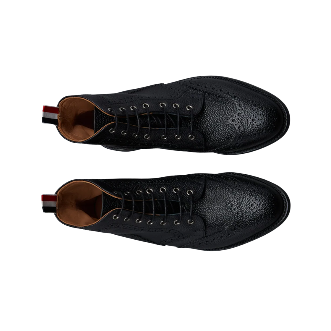 (W) 톰브라운 페블 그레인 레더 솔 윙팁 브로그 부츠 블랙((W) Thom Browne Pebble Grain Leather Sole Wingtip Brogue Boot Black) - 2