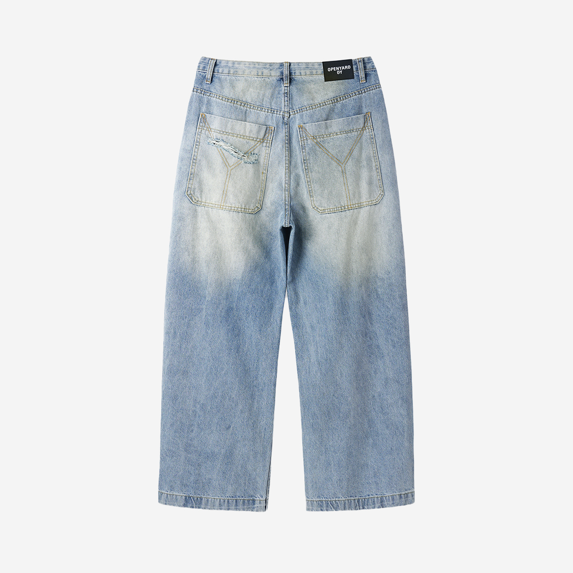 ★OY★VINTAGE WIDE VOLUME PANTS - WASHED BLUE★正規品/人気 VU ヴウ vintage denim knee wide pants [VINTAGE BLUE