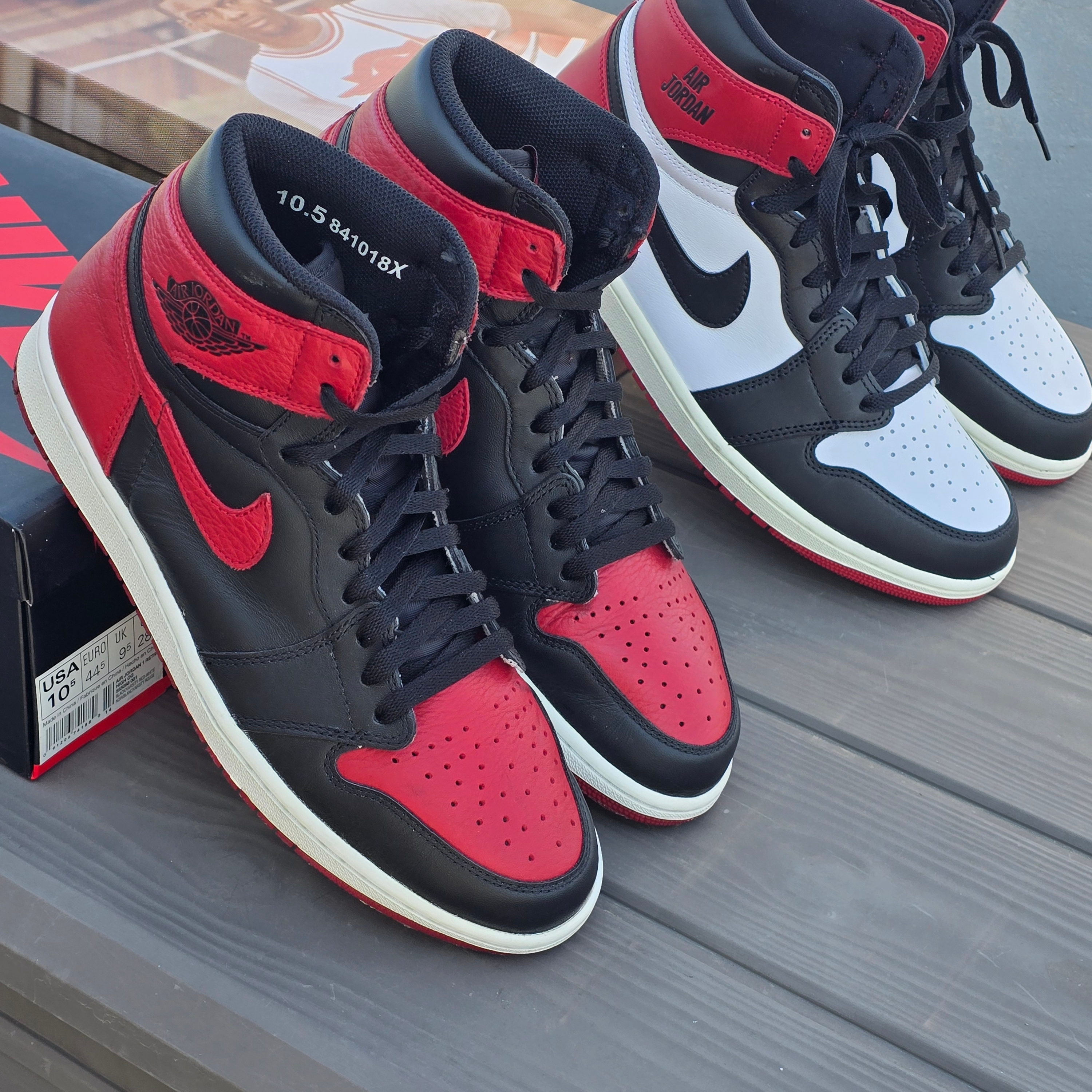 Jordan 1 Retro High OG Black Toe, Jordan 1 Retro High OG Bred Banned 2016 착용 스타일 - 3