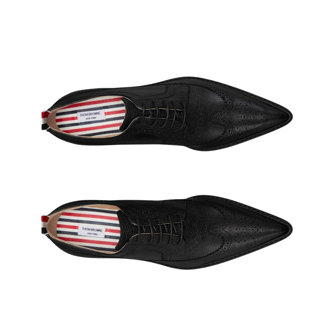 (W) 톰브라운 페블 그레인 레더 50mm 커브드 힐 롱윙 브로그 블랙((W) Thom Browne Pebble Grain Leather 50mm Curved Heel Longwing Brogue Black) - 2