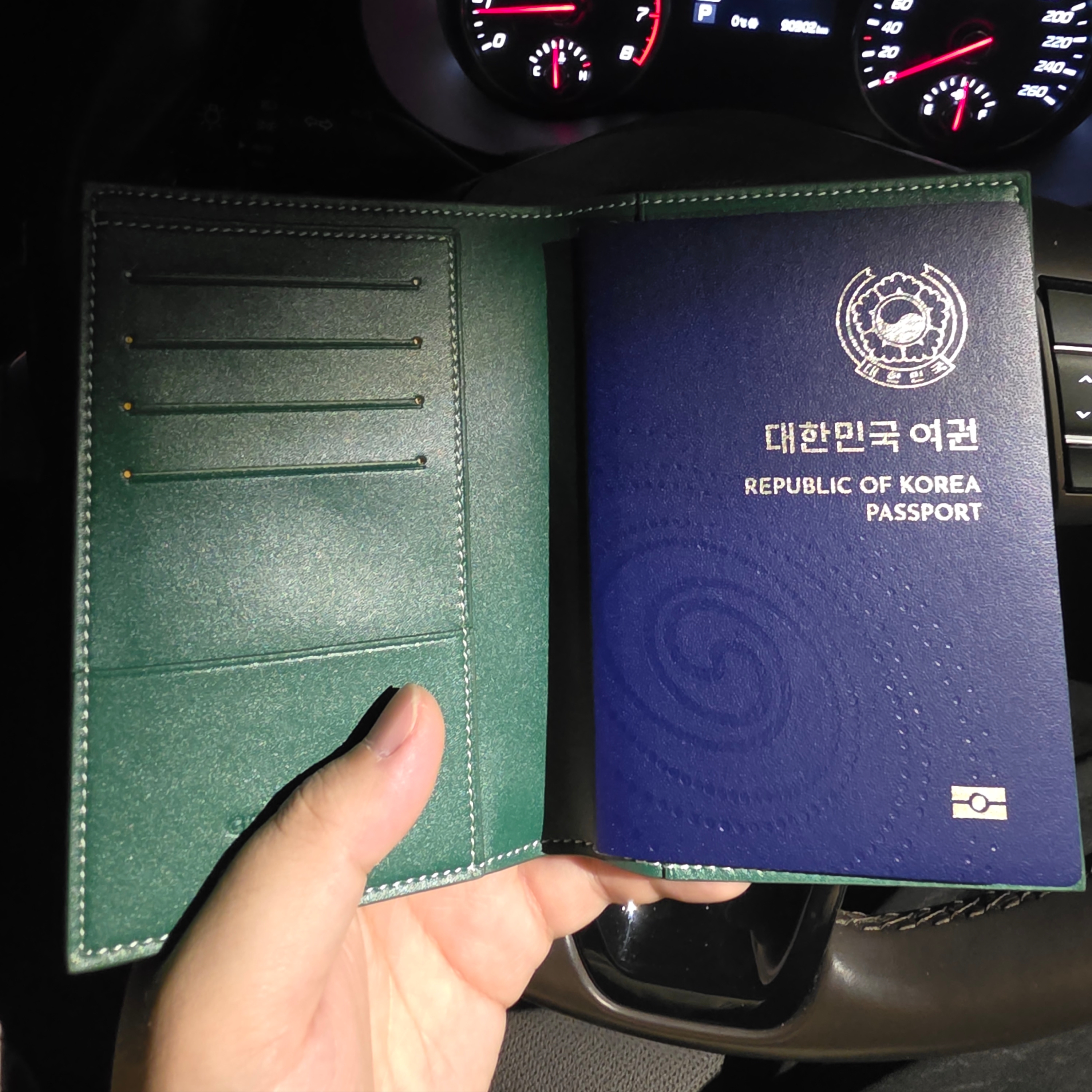 Goyard Grenelle Passport Cover Green 착용 스타일 - 2