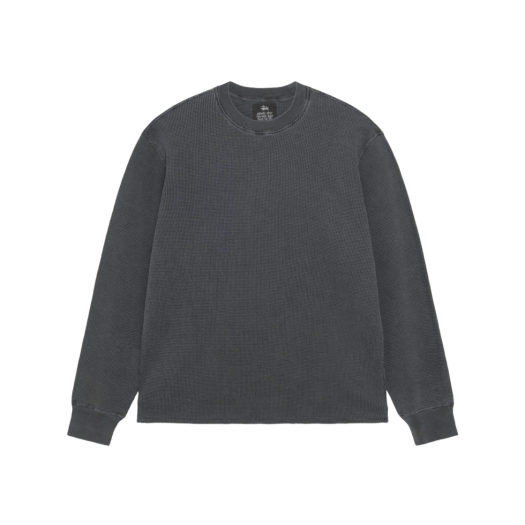 Stussy Garment Dyed Thermal LS T-Shirt Faded Black