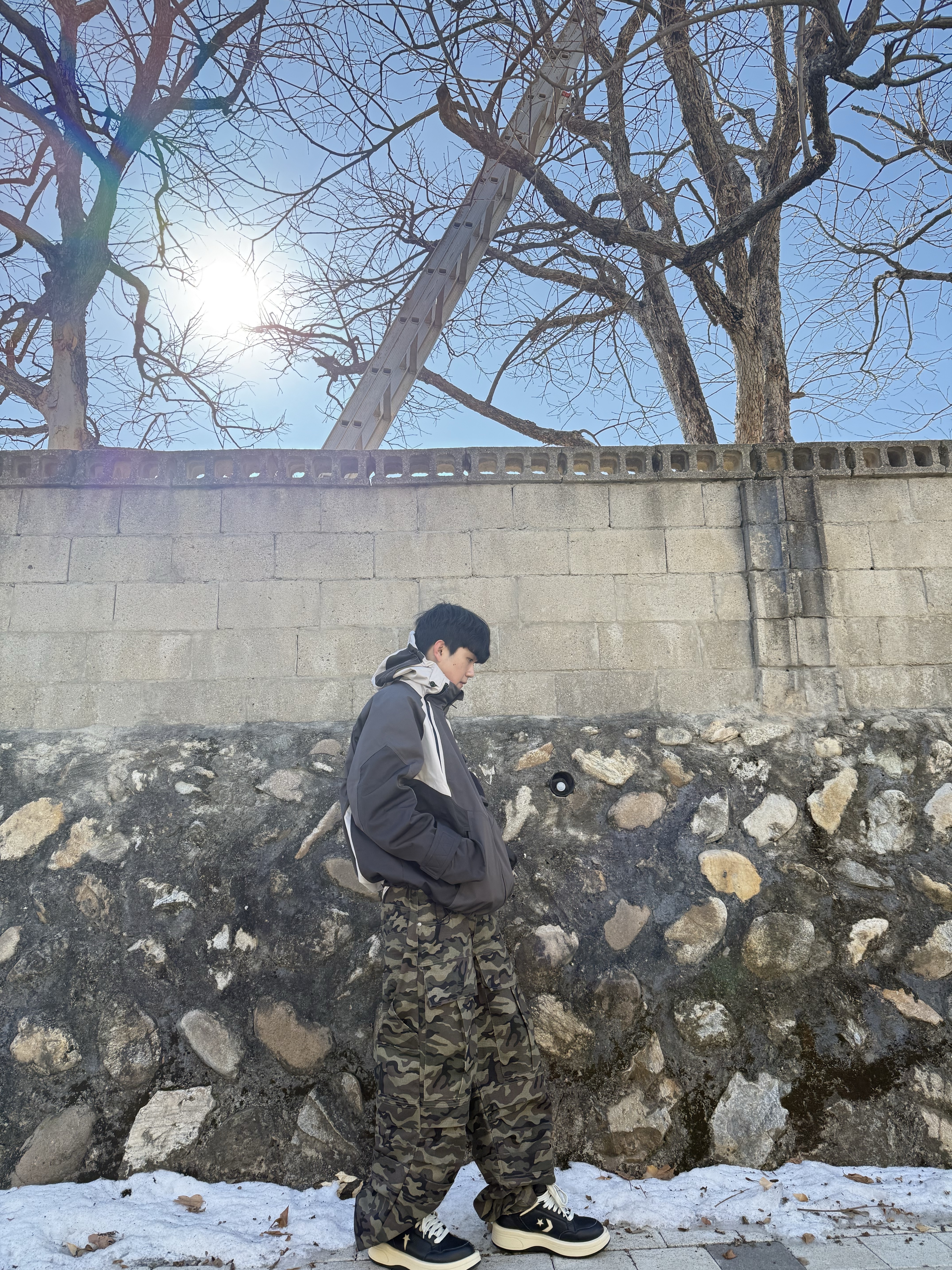 Converse x Drkshdw Turbowpn Black Cream, Undermycar Kame Multi Zip Turtle Shell Parka Driftwood - 22FW 착용 스타일 - 5