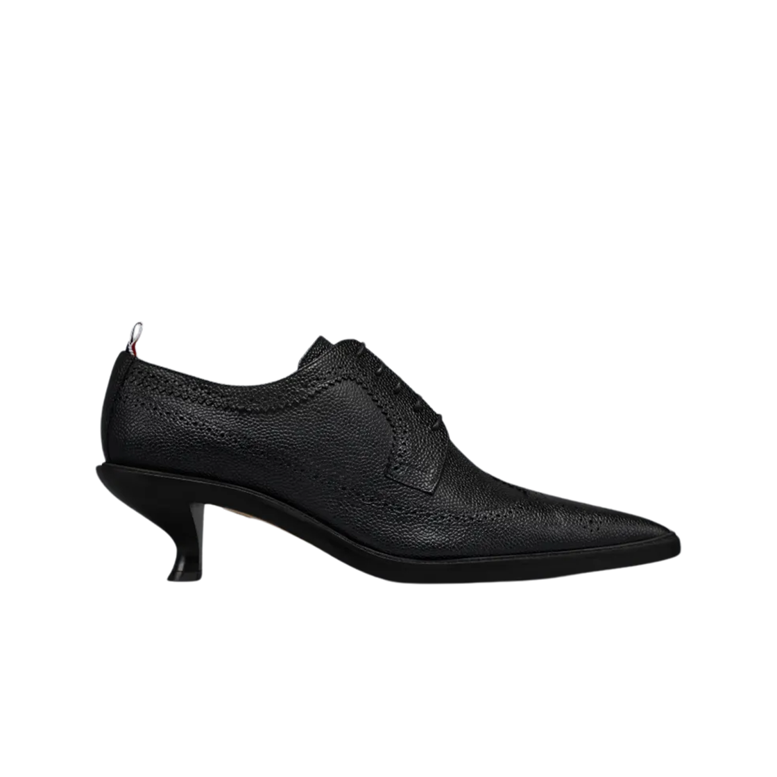 (W) 톰브라운 페블 그레인 레더 50mm 커브드 힐 롱윙 브로그 블랙((W) Thom Browne Pebble Grain Leather 50mm Curved Heel Longwing Brogue Black) - 1