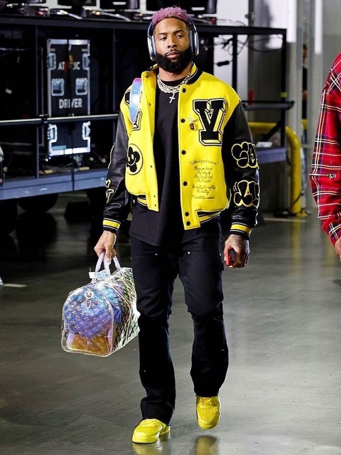 Louis Vuitton Leather Embroidered Varsity Jacket Black, Louis Vuitton Pochette Volga Monogram Prism 착용 스타일