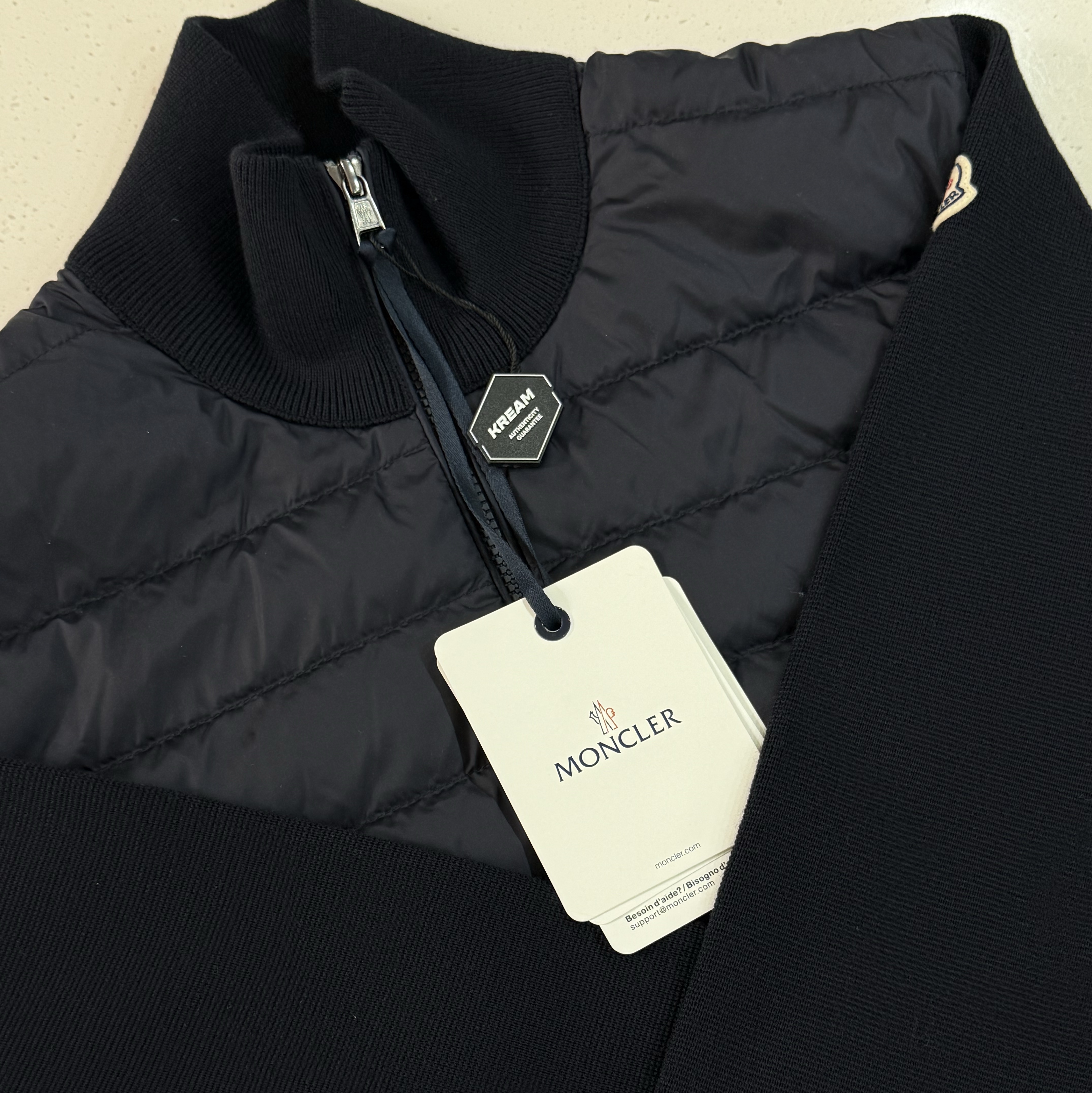 Moncler Padded Wool Cardigan Navy Blue - 24FW 착용 스타일