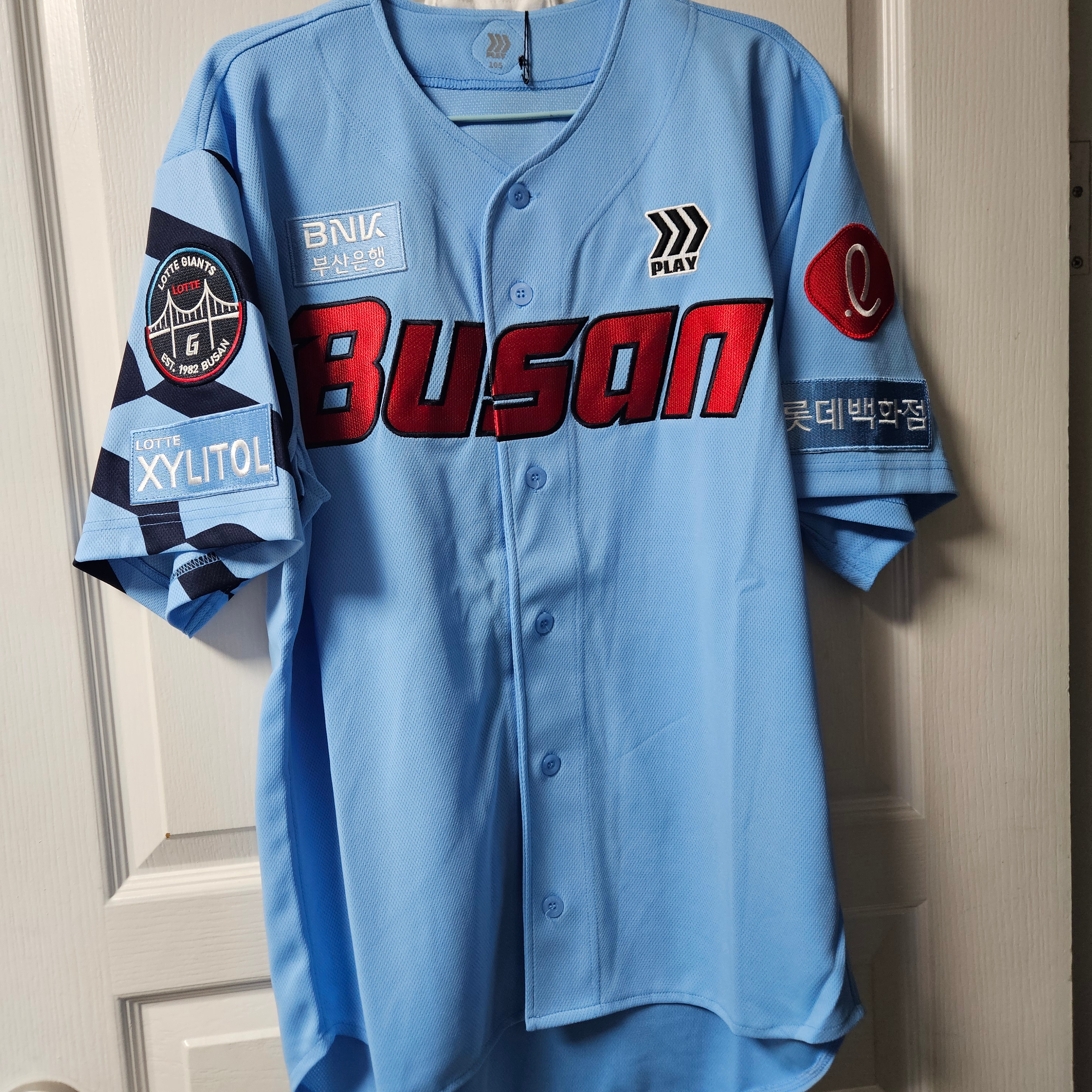 Lotte Giants 24 G Ocean Authentic Uniform Sky Blue (Non Marking Ver.) 착용 스타일