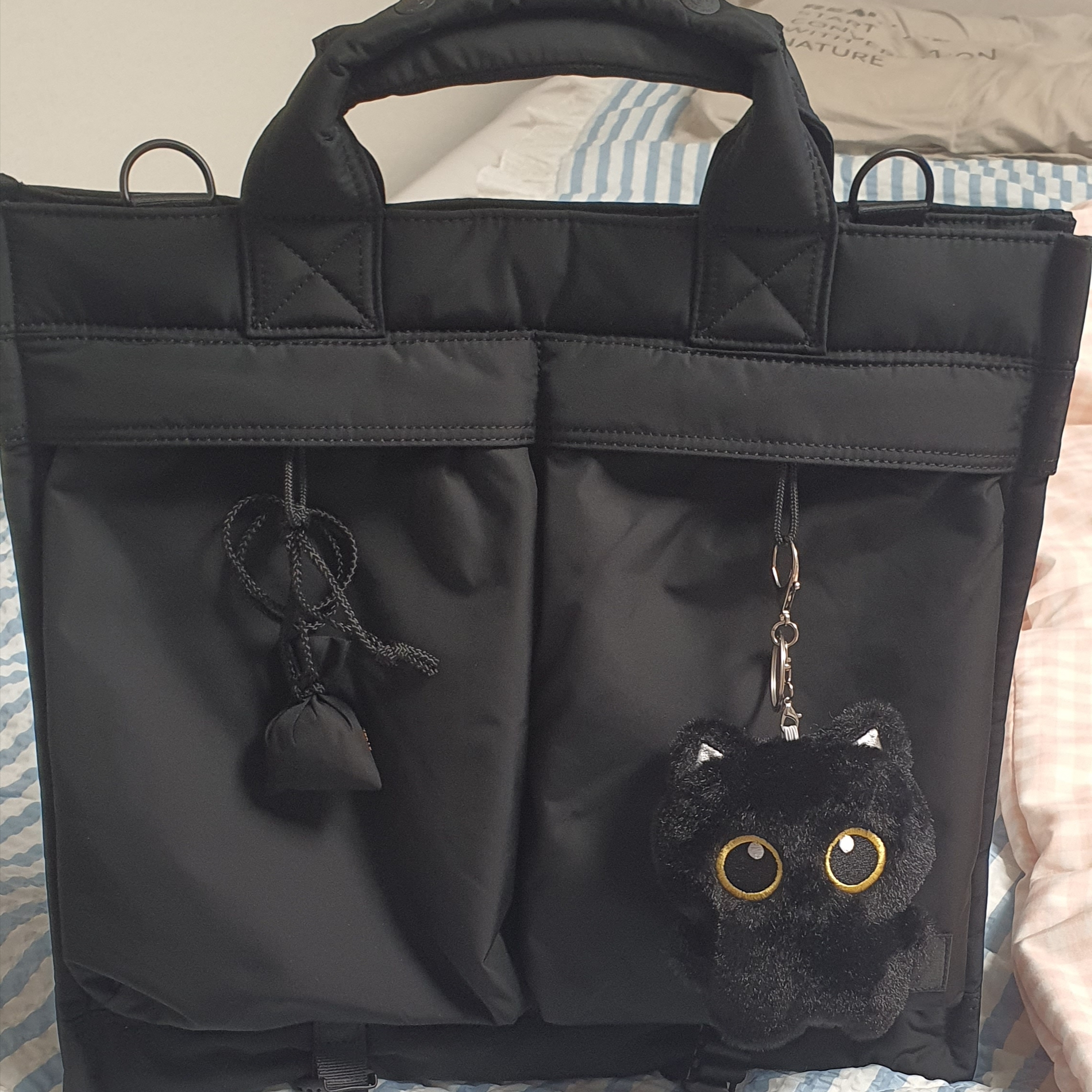 Porter Senses Tote Bag L Black 착용 스타일
