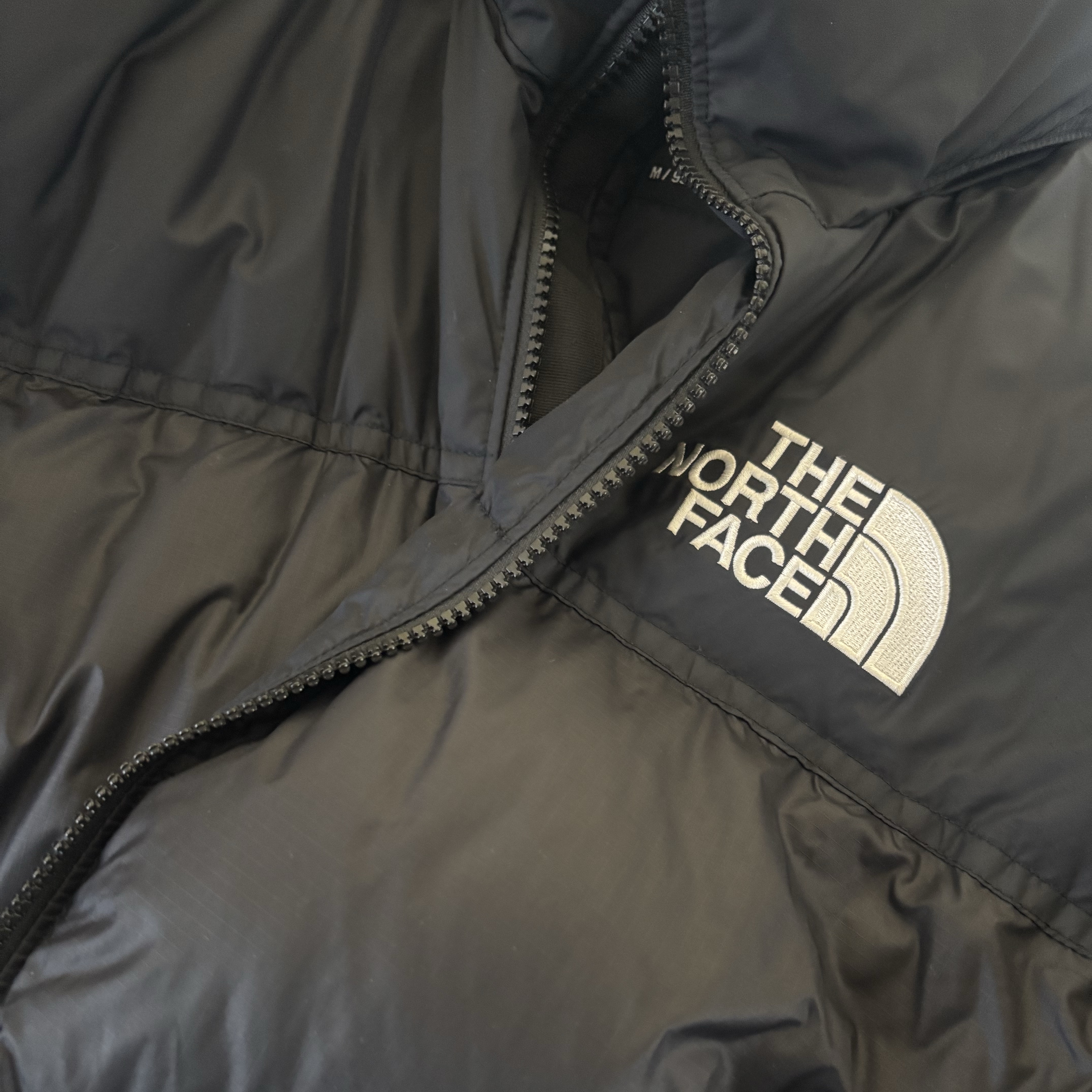 The North Face 1996 Eco Nuptse Jacket Black, NOMANUAL B.C.L Denim Pants Washed Blue 착용 스타일 - 1