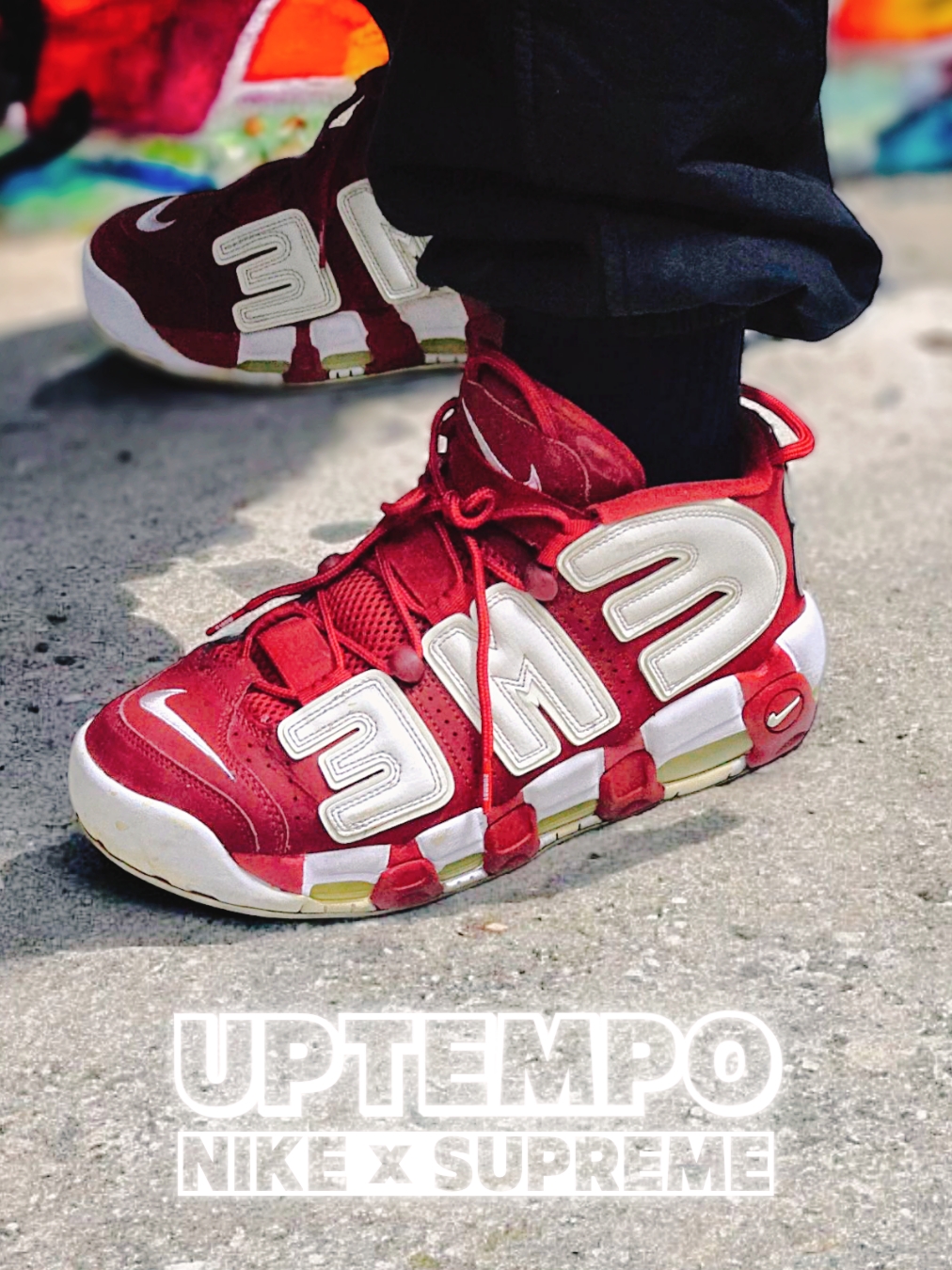 Nike x Supreme Air More Uptempo Suptempo Red 착용 스타일