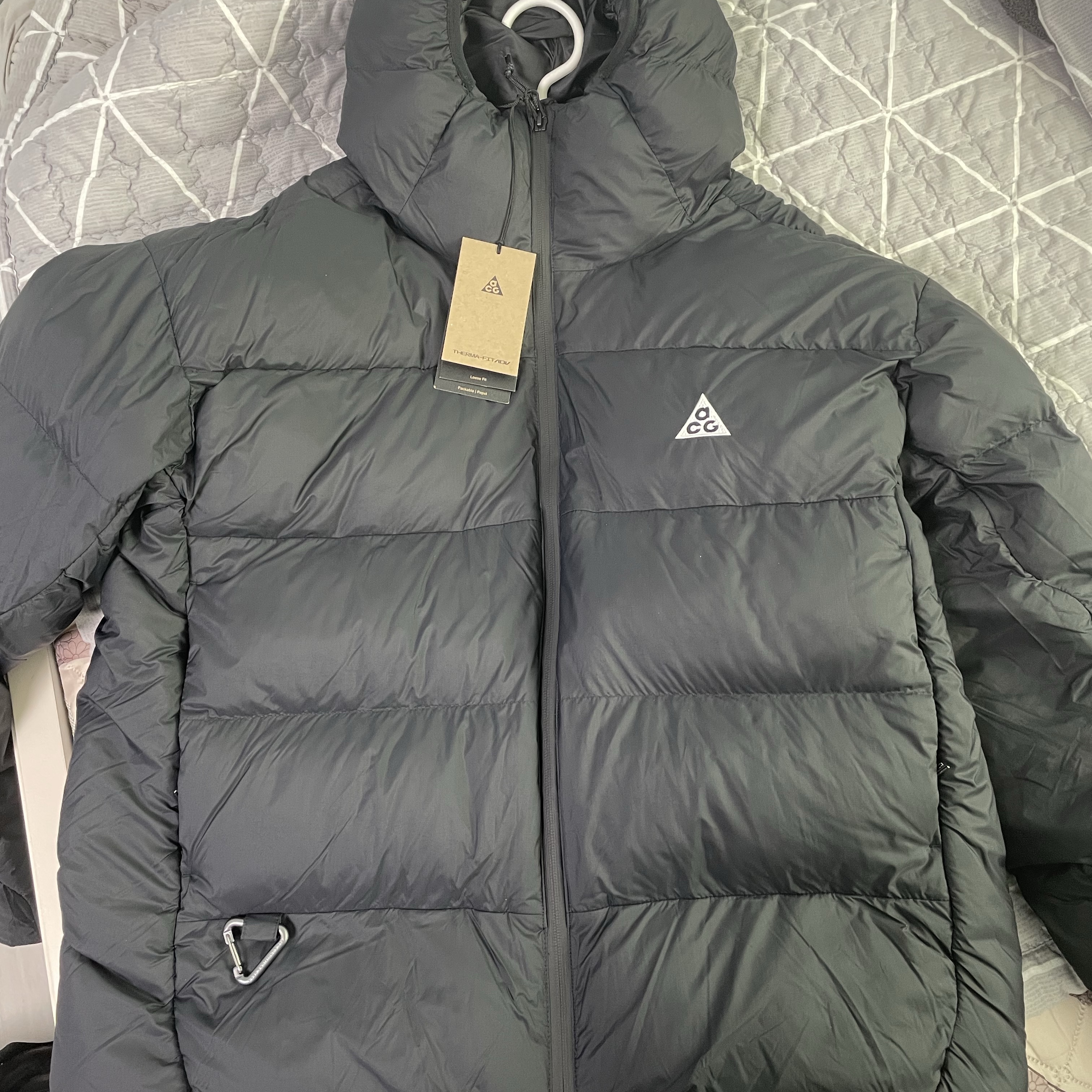 Nike ACG Therma-Fit ADV Lunar Lake Loose Hooded Jacket Black Summit White - Asia 착용 스타일