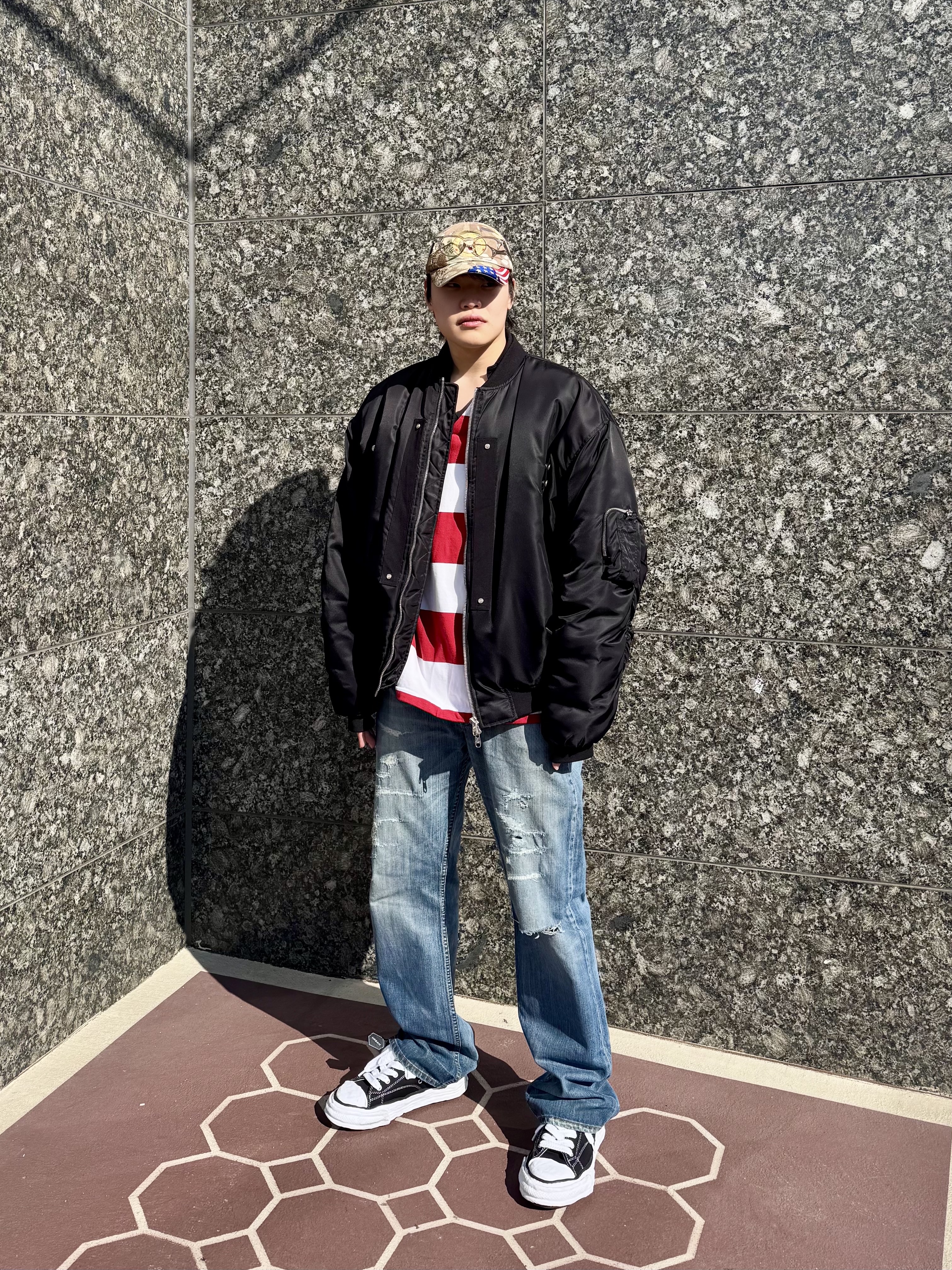 Maison Mihara Yasuhiro Peterson23 OG Sole Canvas Low-top Sneakers Black, Project G/R x MFM333. TGS Military Veteran Cap Camo 착용 스타일 - 4