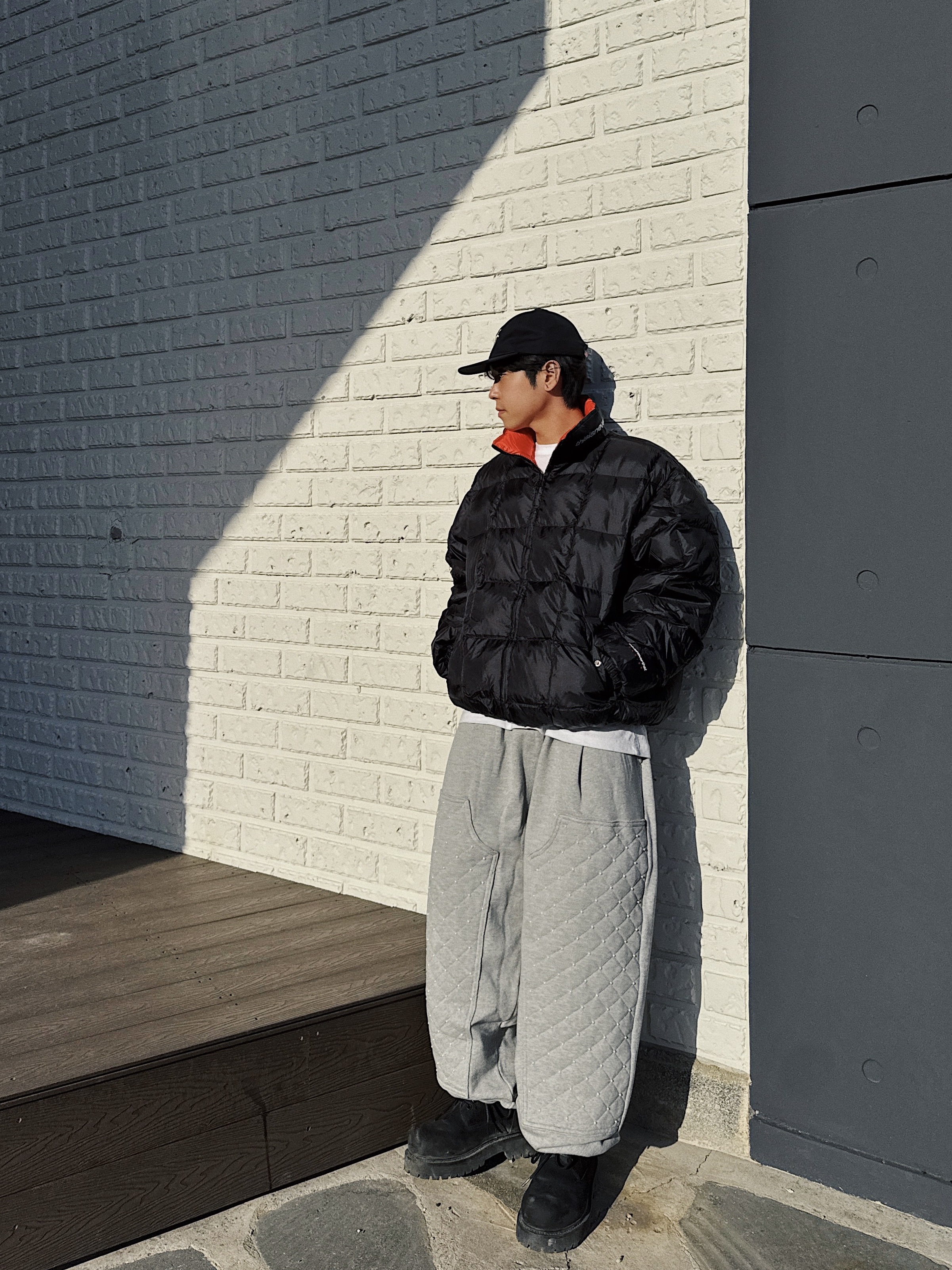 LOSTGARDEN Route Black, Thisisneverthat Pertex Light Down Jacket Black 착용 스타일 - 3