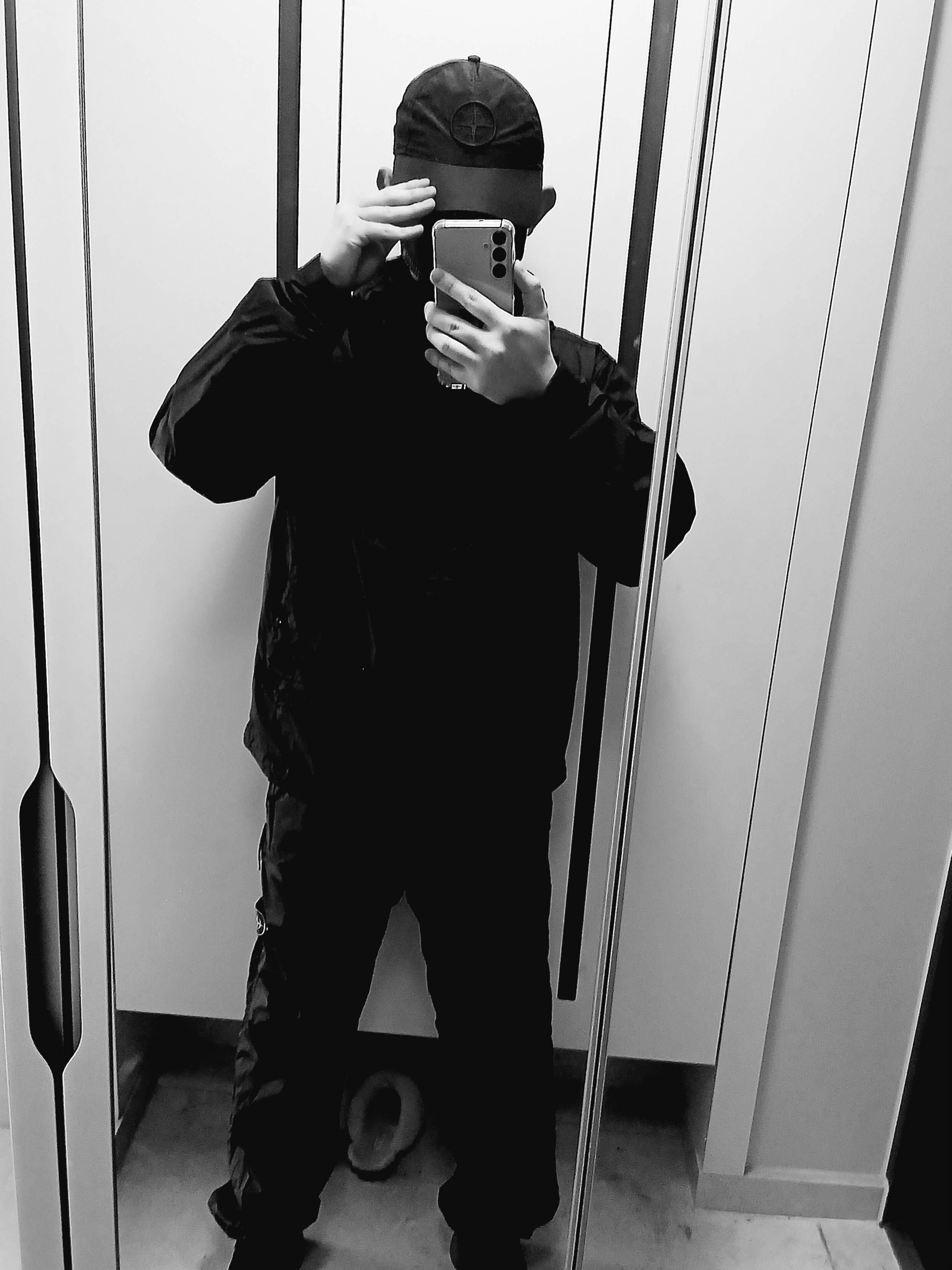 New Balance x Stone Island 991v2 Made in UK Black, Stone Island S0A23 Crinkle Reps R-NY Wind Resistant Anti-Drop Hooded Jacket - 25SS 착용 스타일 - 8