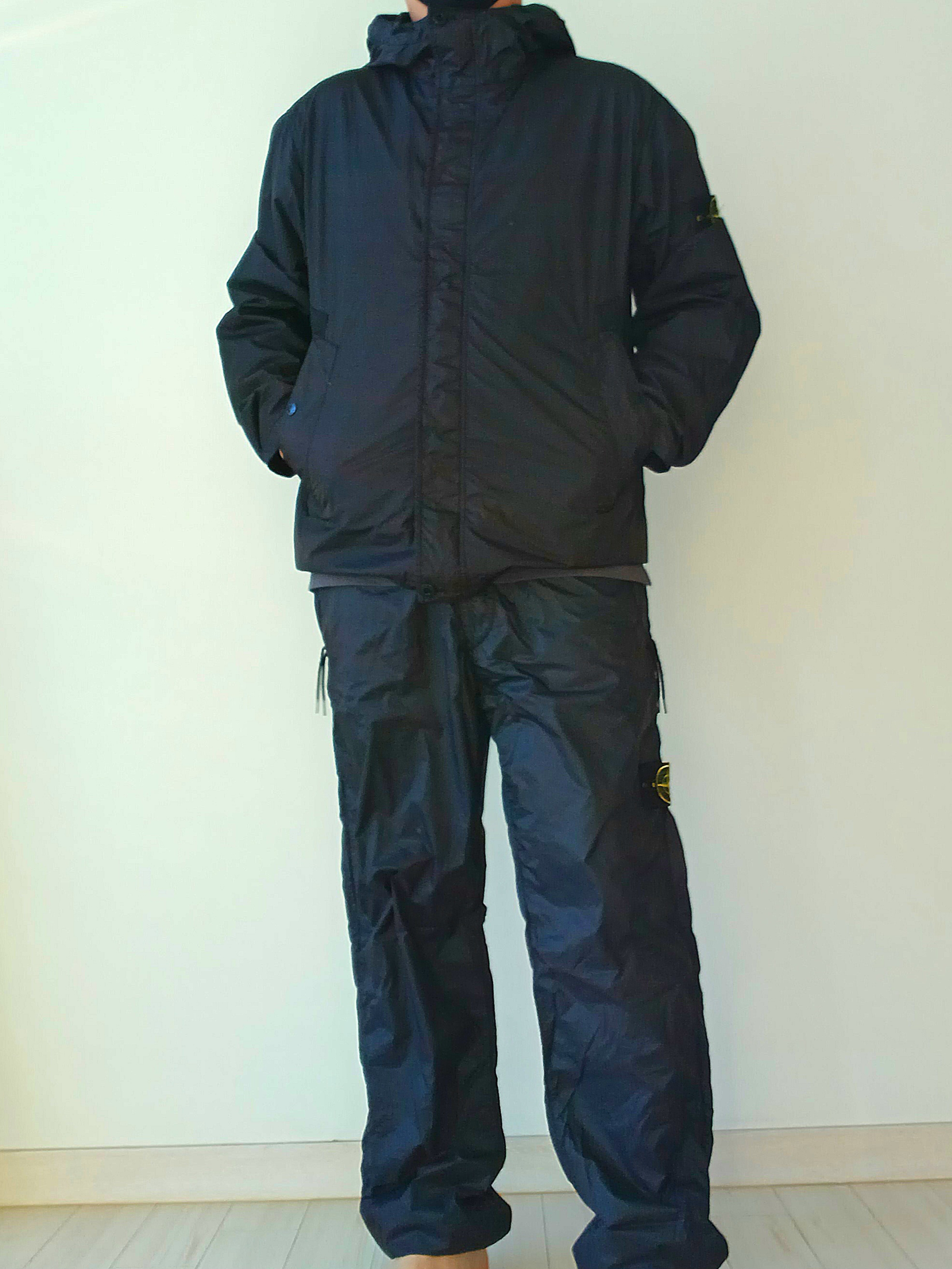 New Balance x Stone Island 991v2 Made in UK Black, Stone Island S0A23 Crinkle Reps R-NY Wind Resistant Anti-Drop Hooded Jacket - 25SS 착용 스타일 - 7