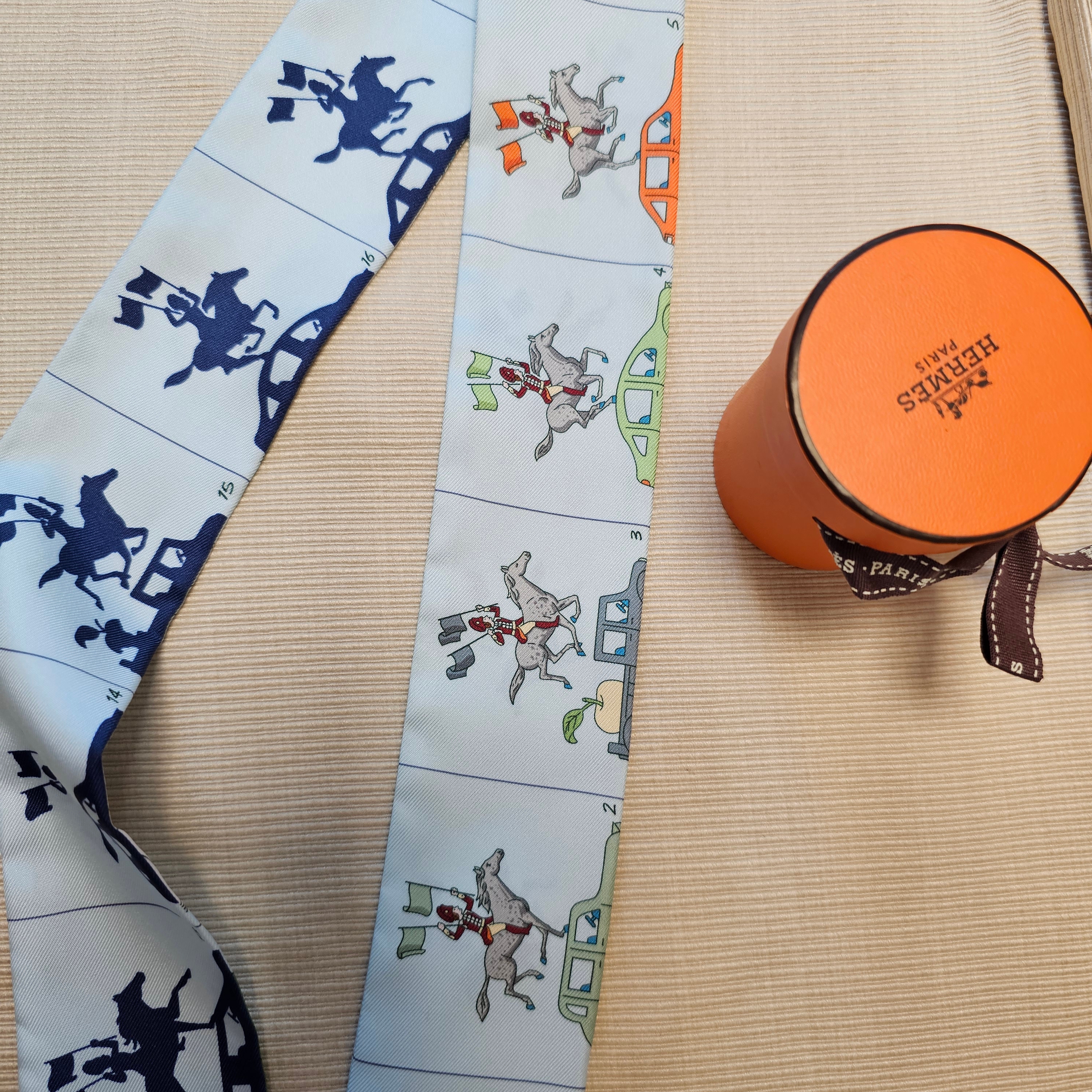 (W) Hermes Parade Twilly Bleu Glacier Vert Amande Or 착용 스타일 - 3