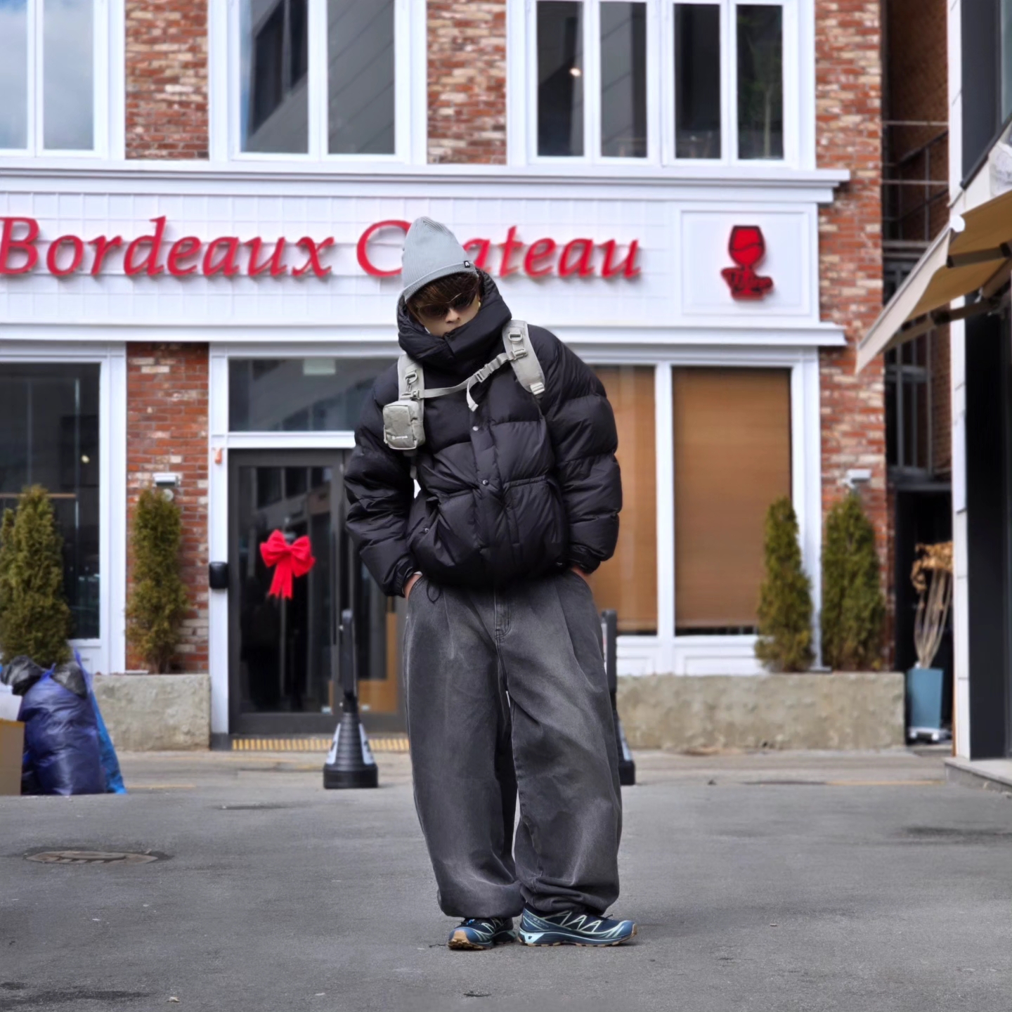 Nike SB Fisherman Beanie Dark Grey Heather, Snow Peak Wingel Backpack 25L Beige Gray 착용 스타일 - 7