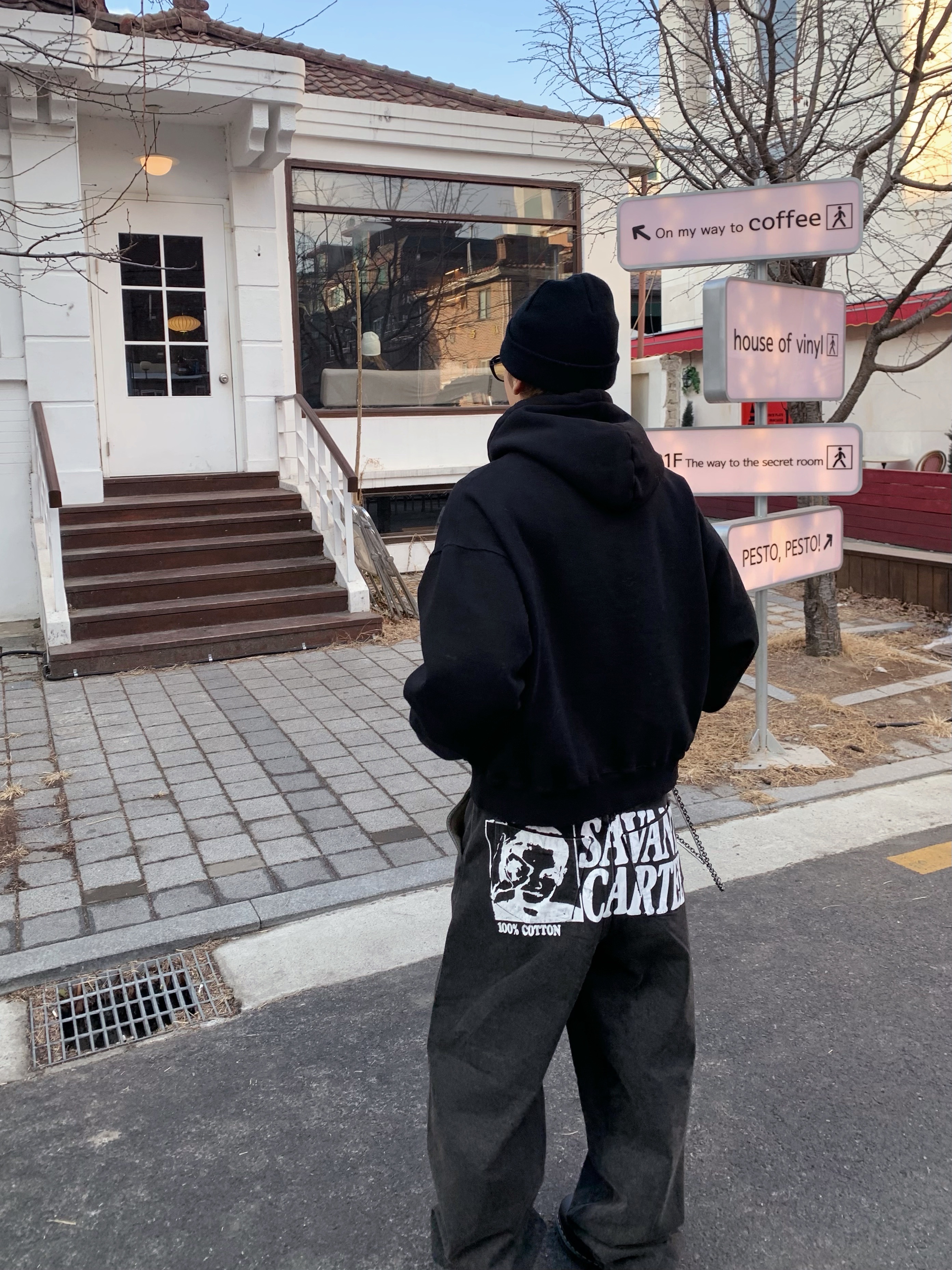Dr. Martens 1461 Smooth Black, Stussy Basic Cuff Beanie Black 착용 스타일 - 5