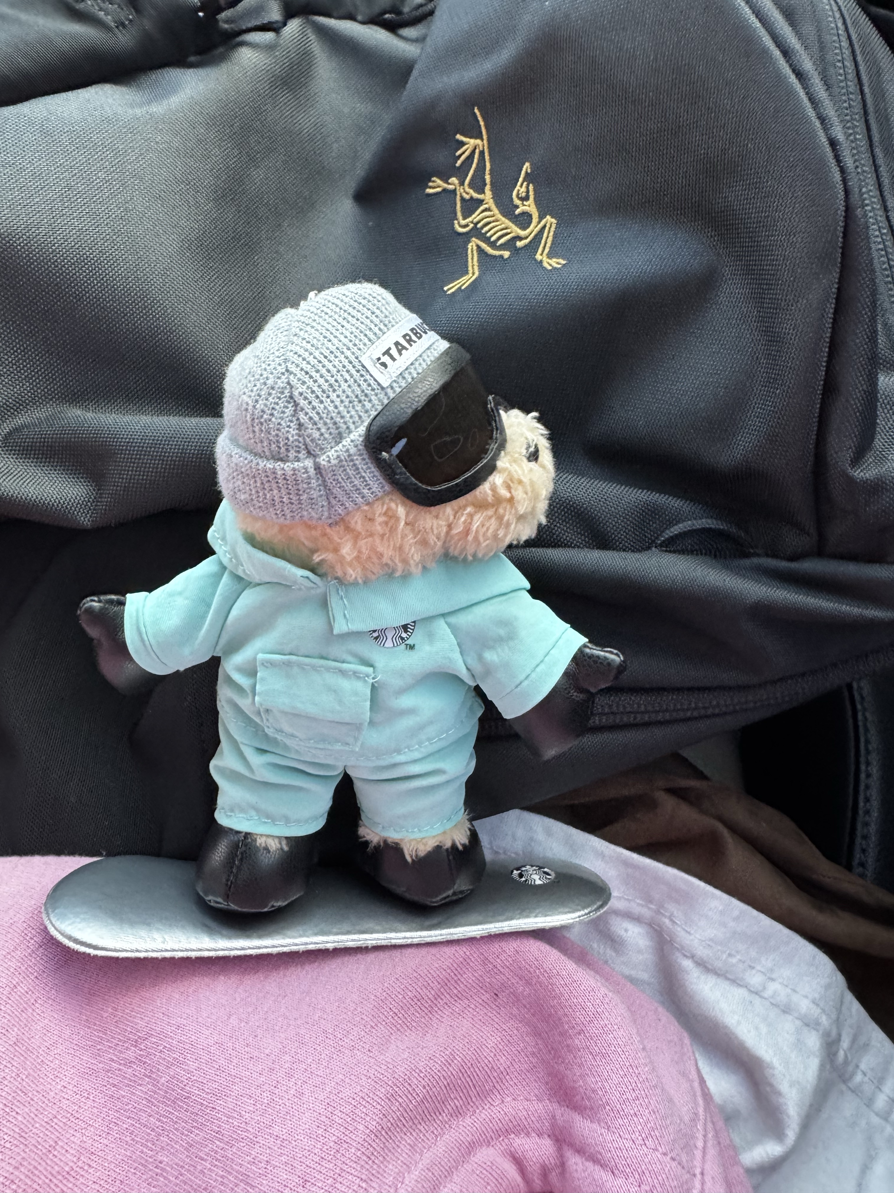 Starbucks Snowboard Bearista Keychain, Arc'teryx Mantis 16 Backpack Black 착용 스타일 - 5