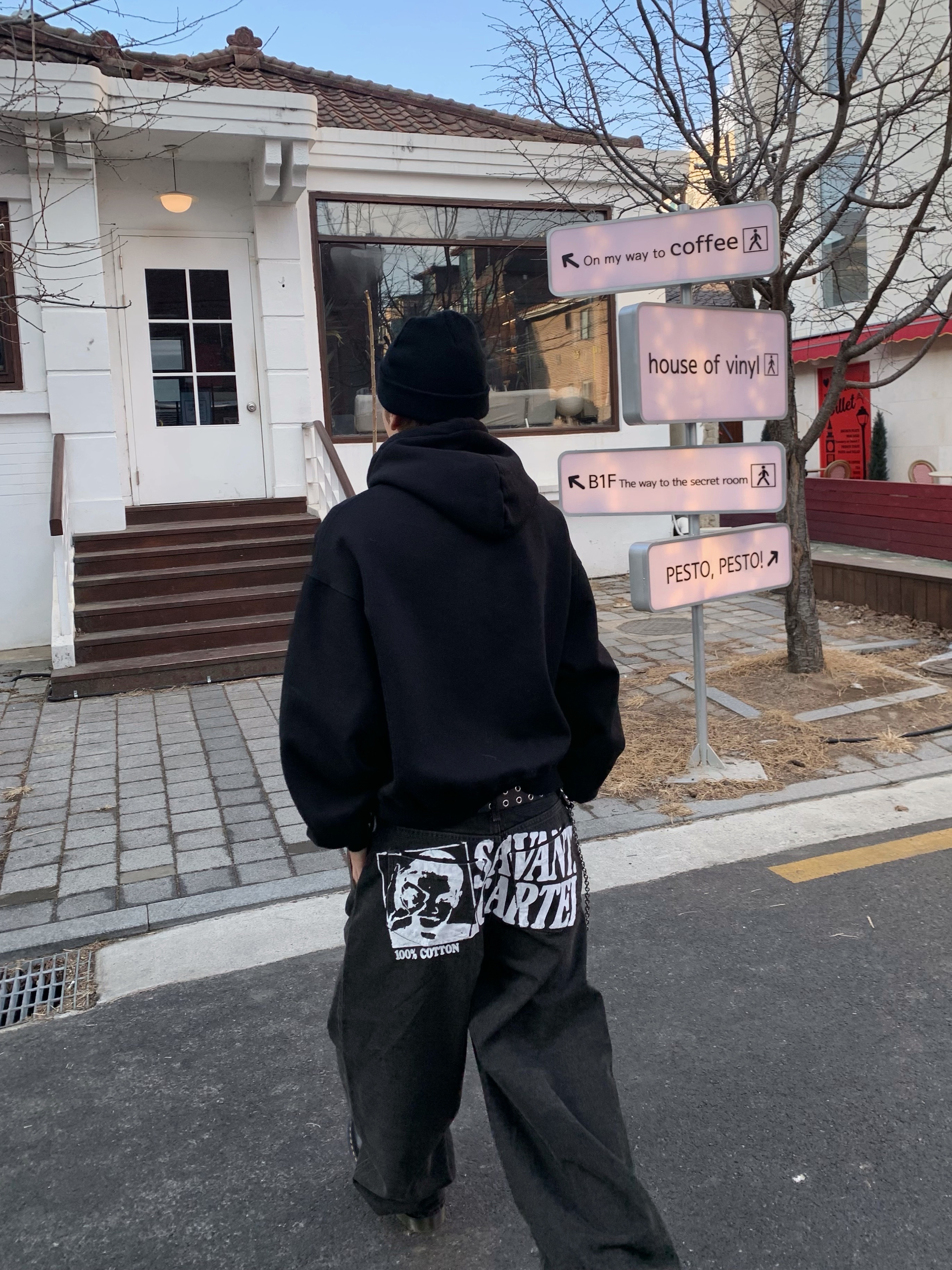 Dr. Martens 1461 Smooth Black, Stussy Basic Cuff Beanie Black 착용 스타일 - 10