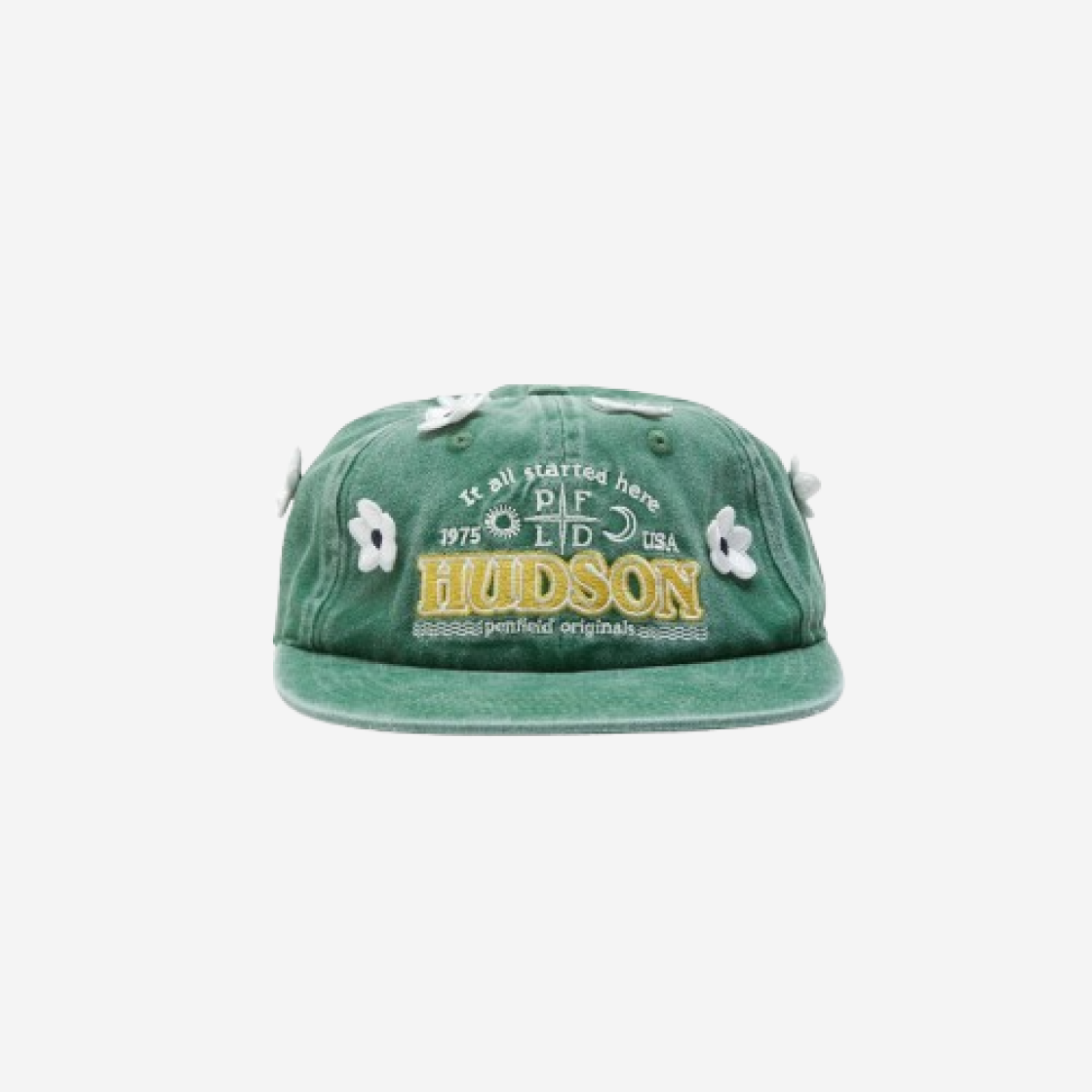 FR7AH42U NICK GEAR x Penfield Vintage Faded Signature 6P Cap Green
