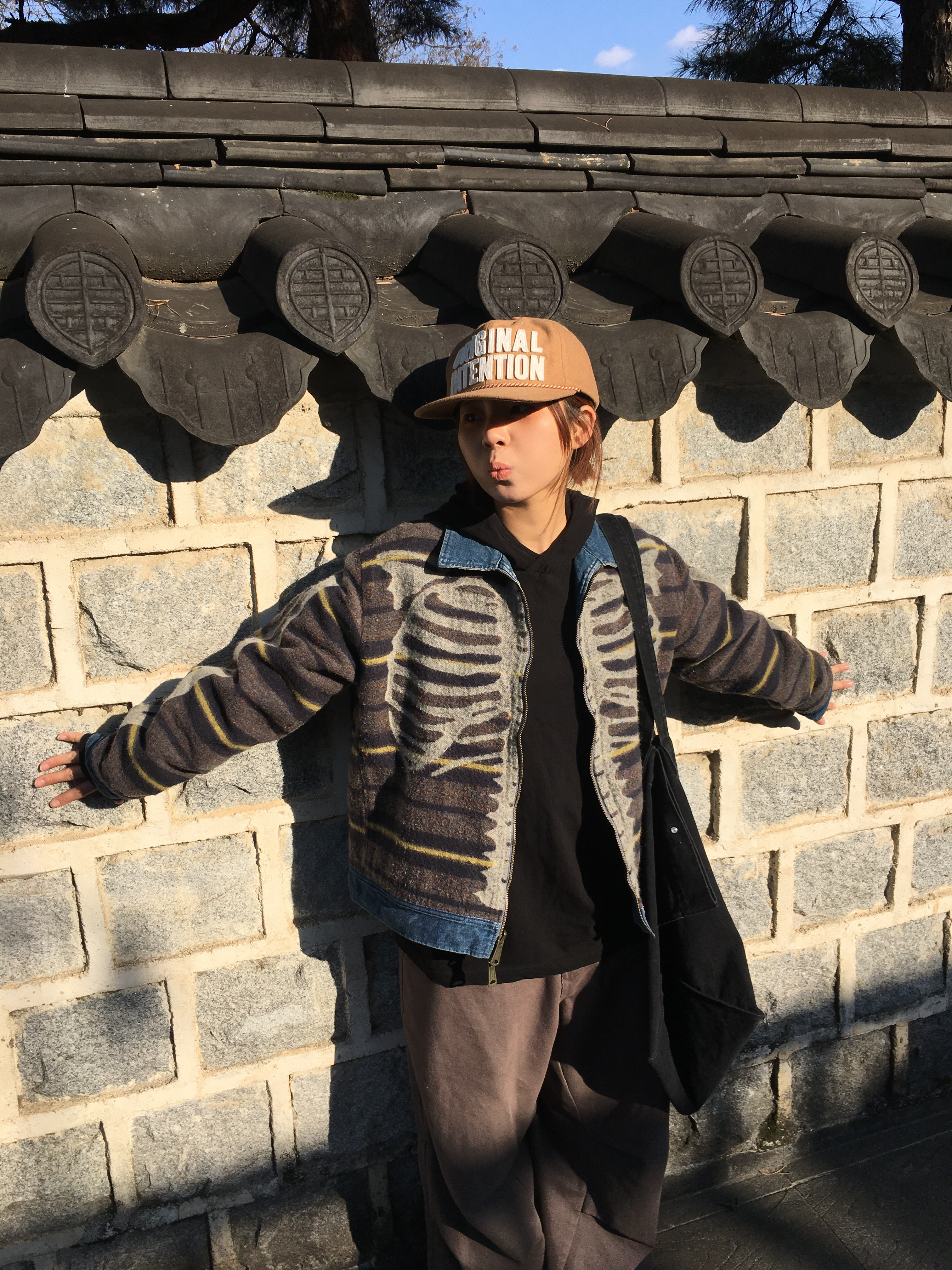 Kapital 11.5 oz. Denim Bone Lining Reversible Zip Up Work Jacket Indigo, Hatchingroom Snow Jeans Washed Brown 착용 스타일