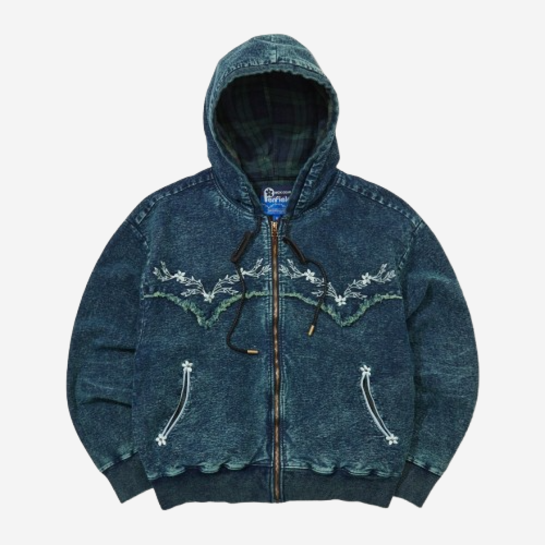 닉기어 x 펜필드 플라워 인디고 후드 집업 인디고(NICK GEAR x Penfield Flower Indigo Hooded Zip-Up Indigo)