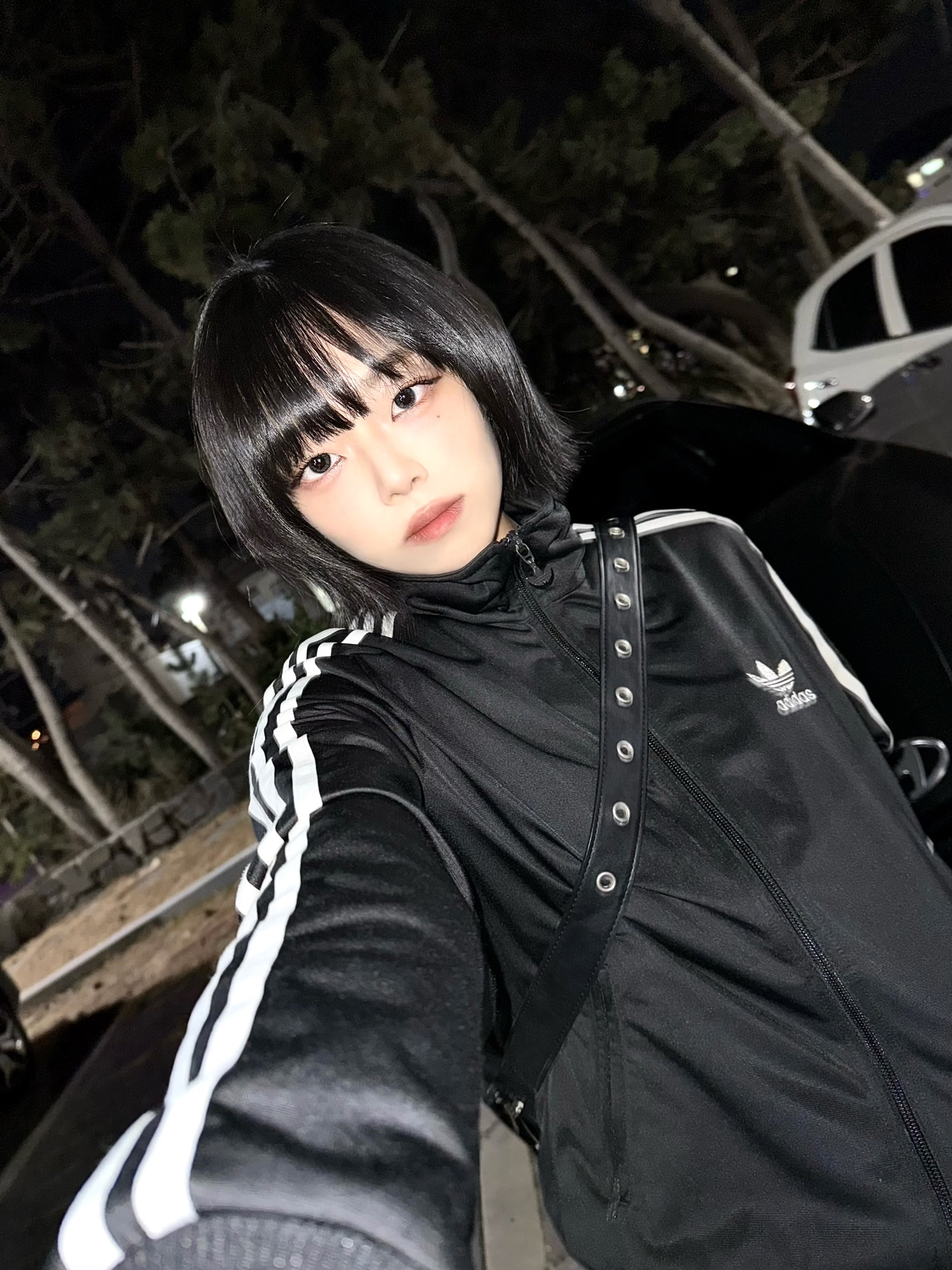 (W) Adidas Adicolor Classic Firebird Track Top Black - KR Sizing 착용 스타일