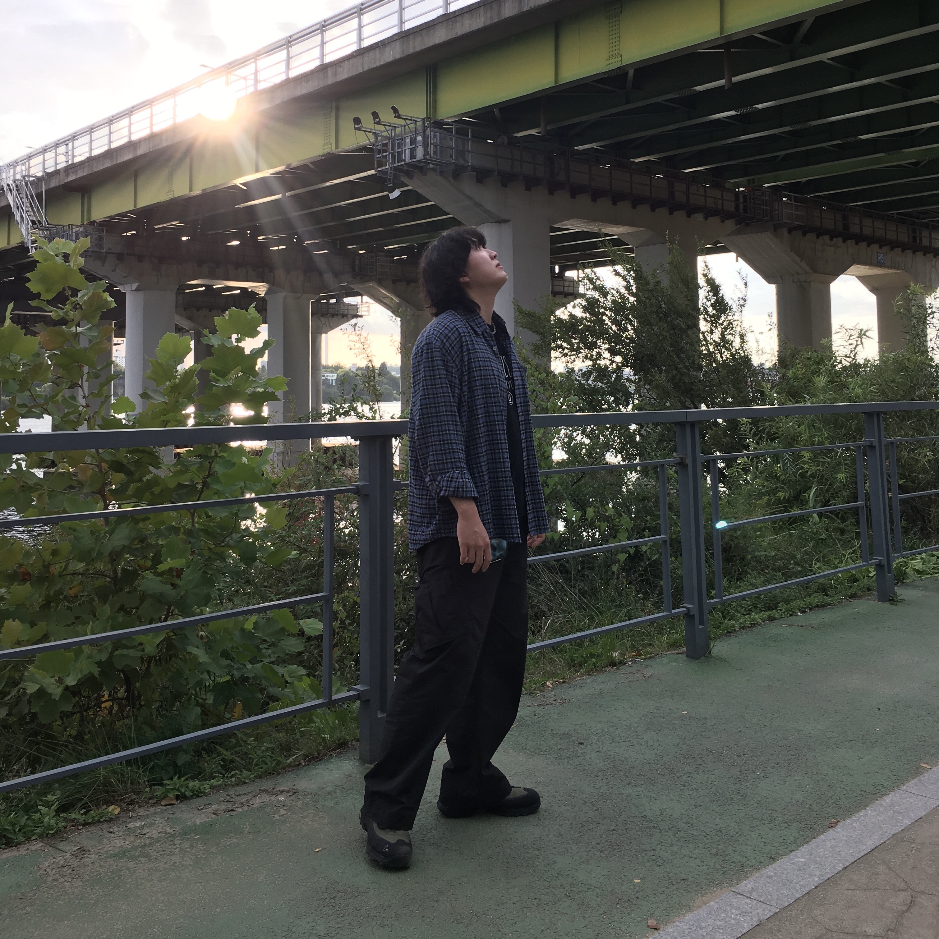 Our Legacy Above Shirt Cantrell Check, Roa Hiking Katharina Olive Black 착용 스타일