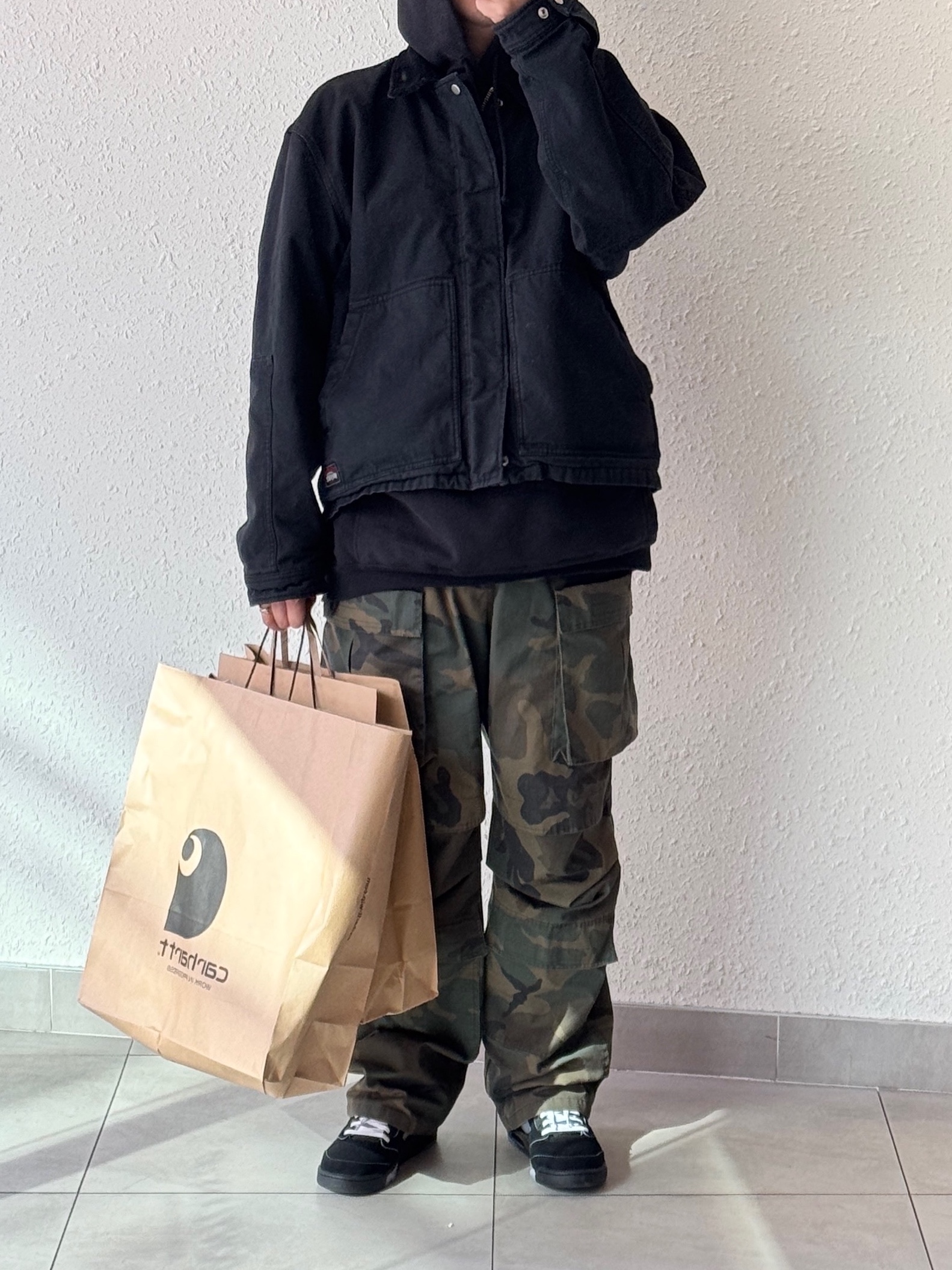 Stussy Workgear Jacket Black, Jordan 5 Retro OG Reimagined 착용 스타일