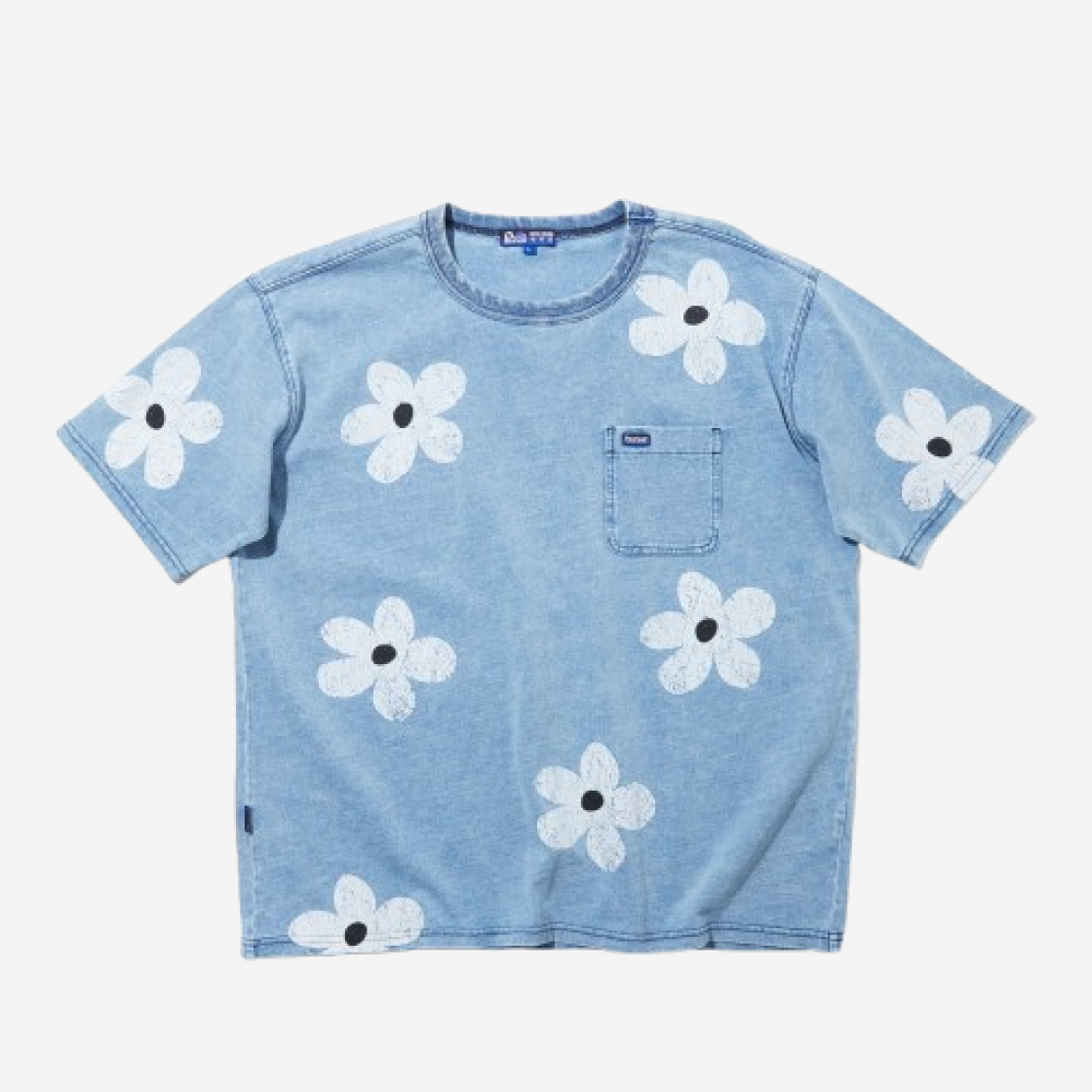 닉기어 x 펜필드 인디고 틴워싱 플라워 패턴 포켓 반팔티 라이트인디고(NICK GEAR x Penfield Indigo Tint Washing Flower Pattern Pocket Short Sleeve Tee Light Indigo)