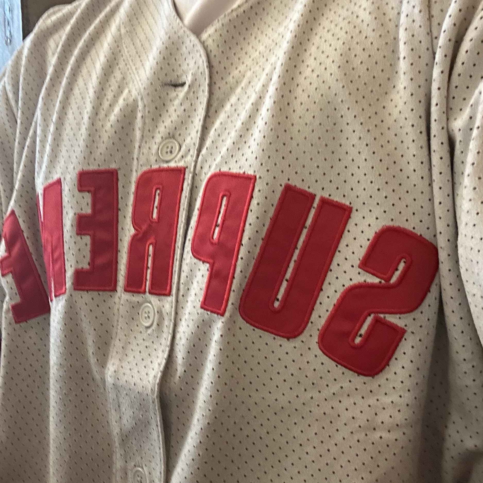 Supreme Ultrasuede Mesh Baseball Jersey Grey - 24SS 착용 스타일