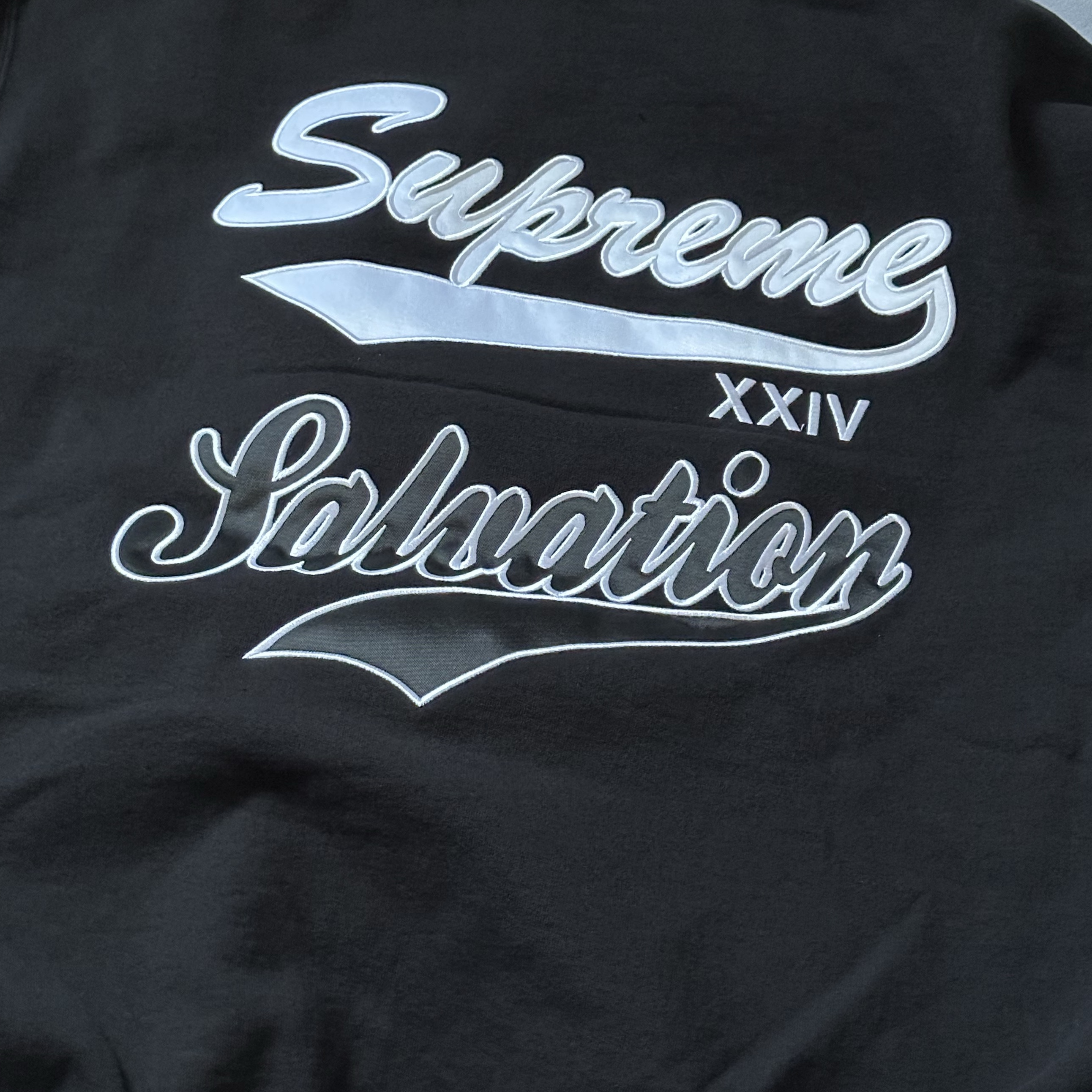 Supreme Salvation Zip Up Hooded Sweatshirt Black - 24SS 착용 스타일