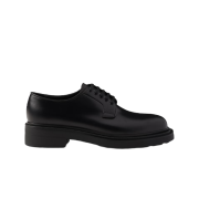 Prada Brushed Leather Derby Shoes Black