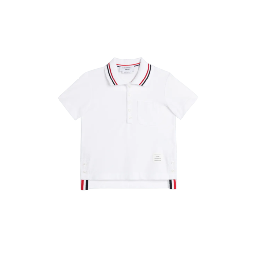 (Kids) Thom Browne Classic Pique Polo White